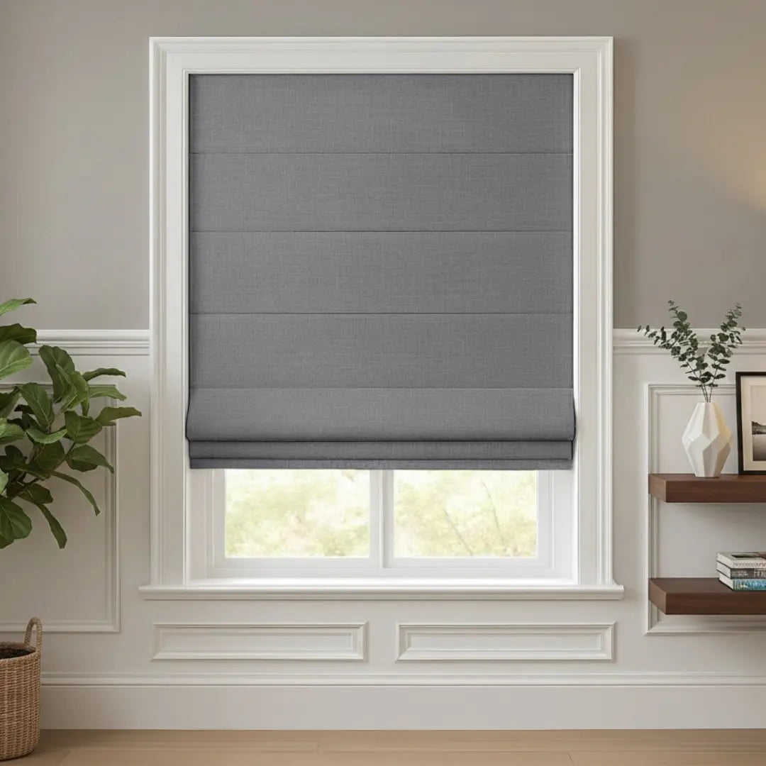 Costom Roman Shades Charcoal Weave ZJM13