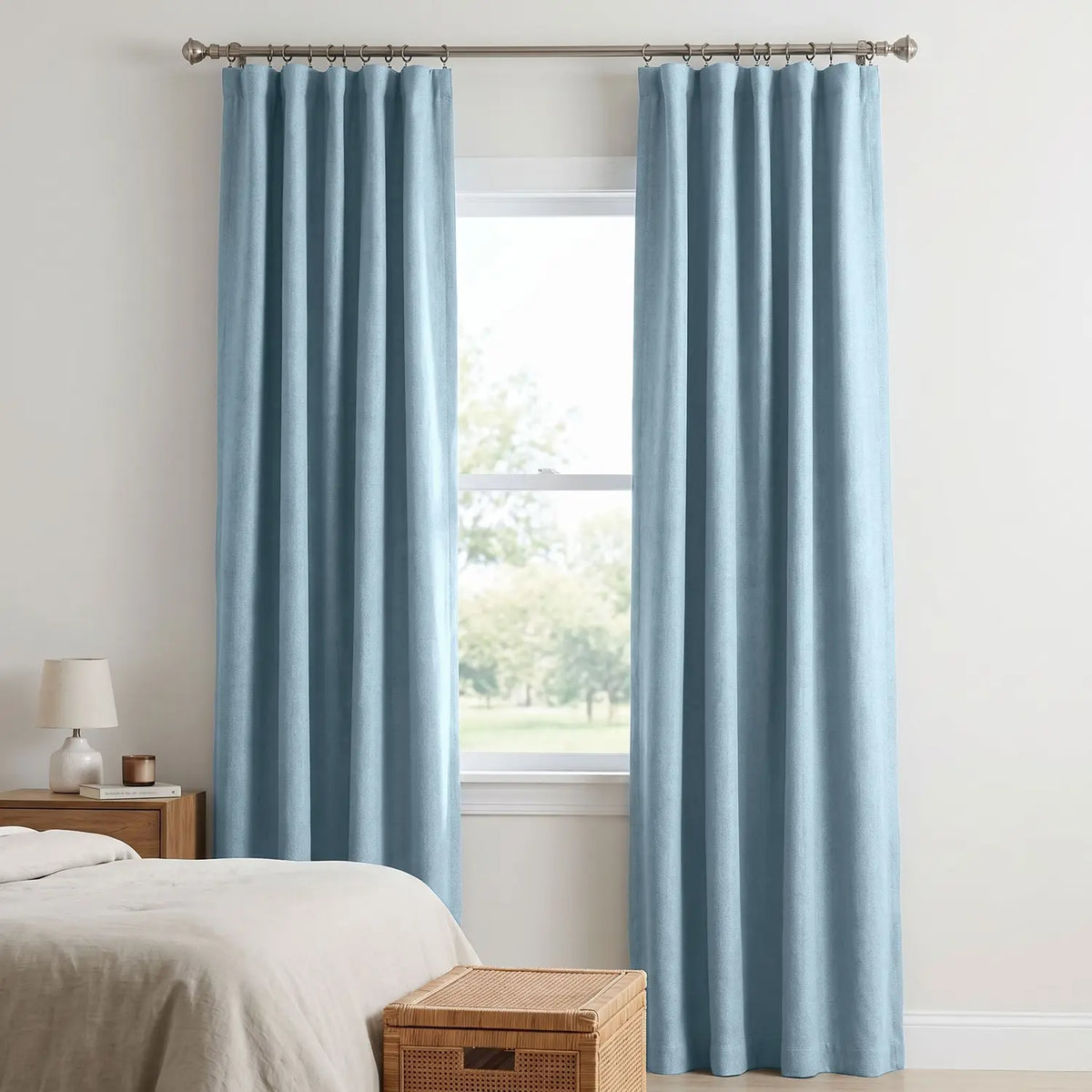 Custom Blackout Curtain - Aqua Mist in room