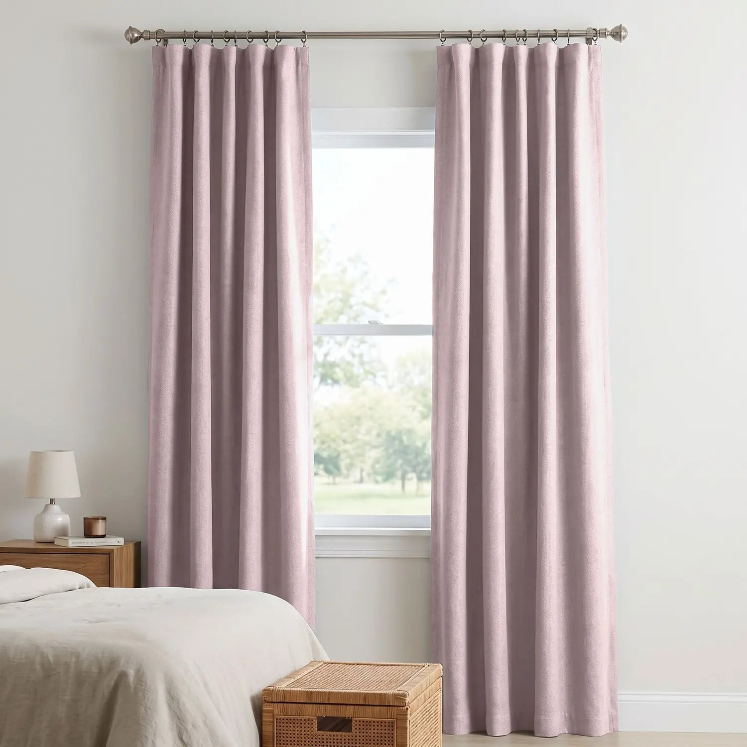 Custom Blackout Curtain - Blush Red in room