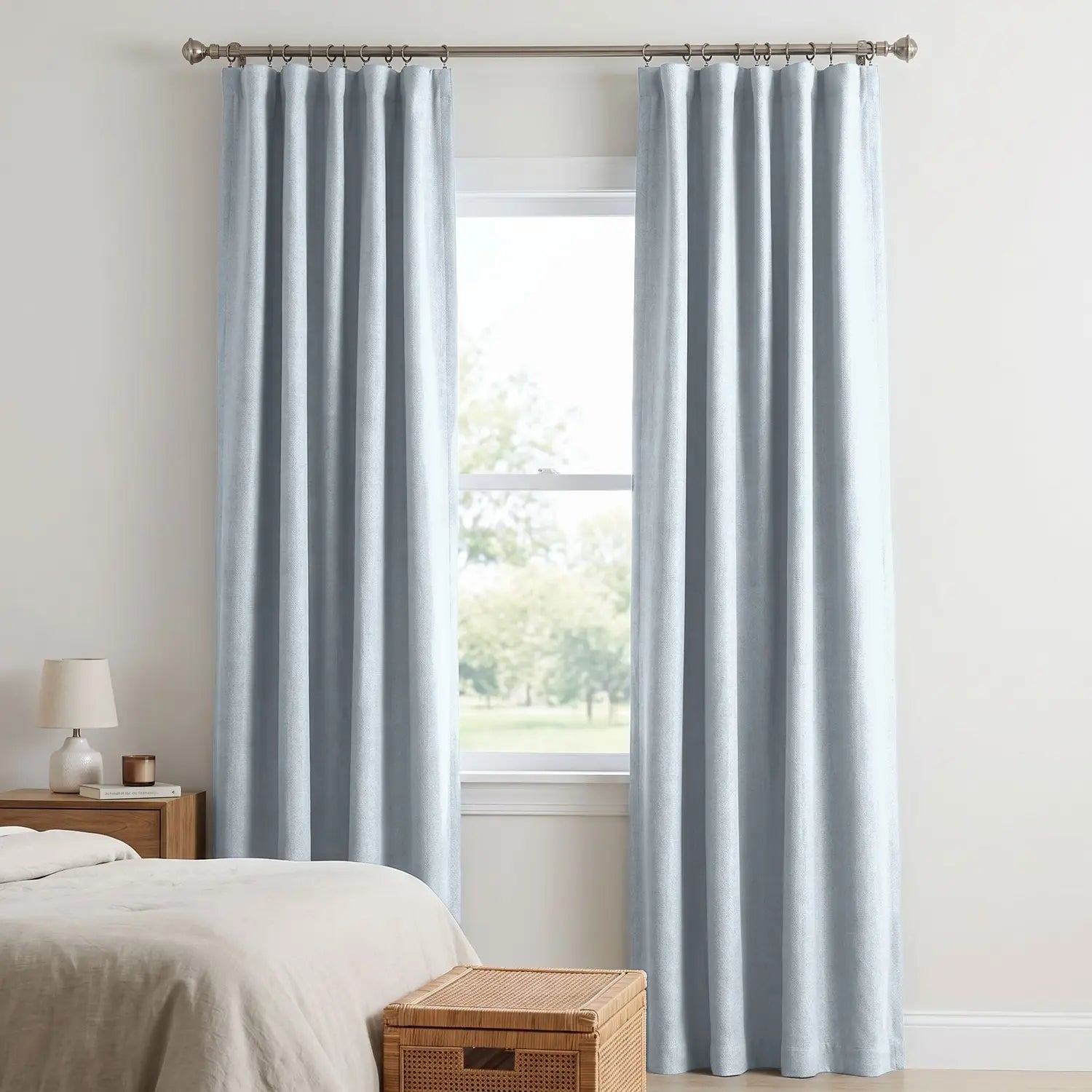 Custom Blackout Curtain - Pearl Grey in room