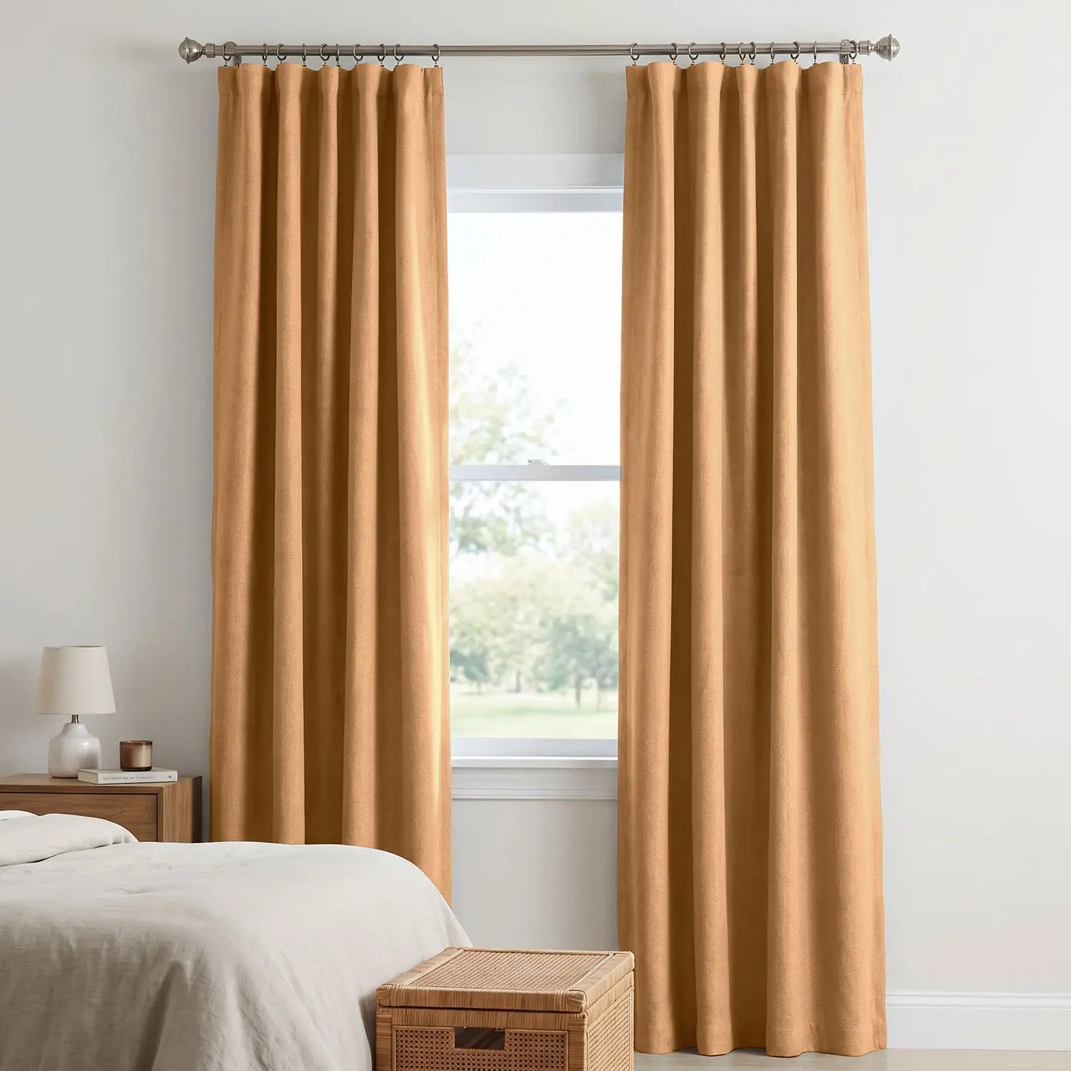 Custom Blackout Curtain - Clay Orange in room