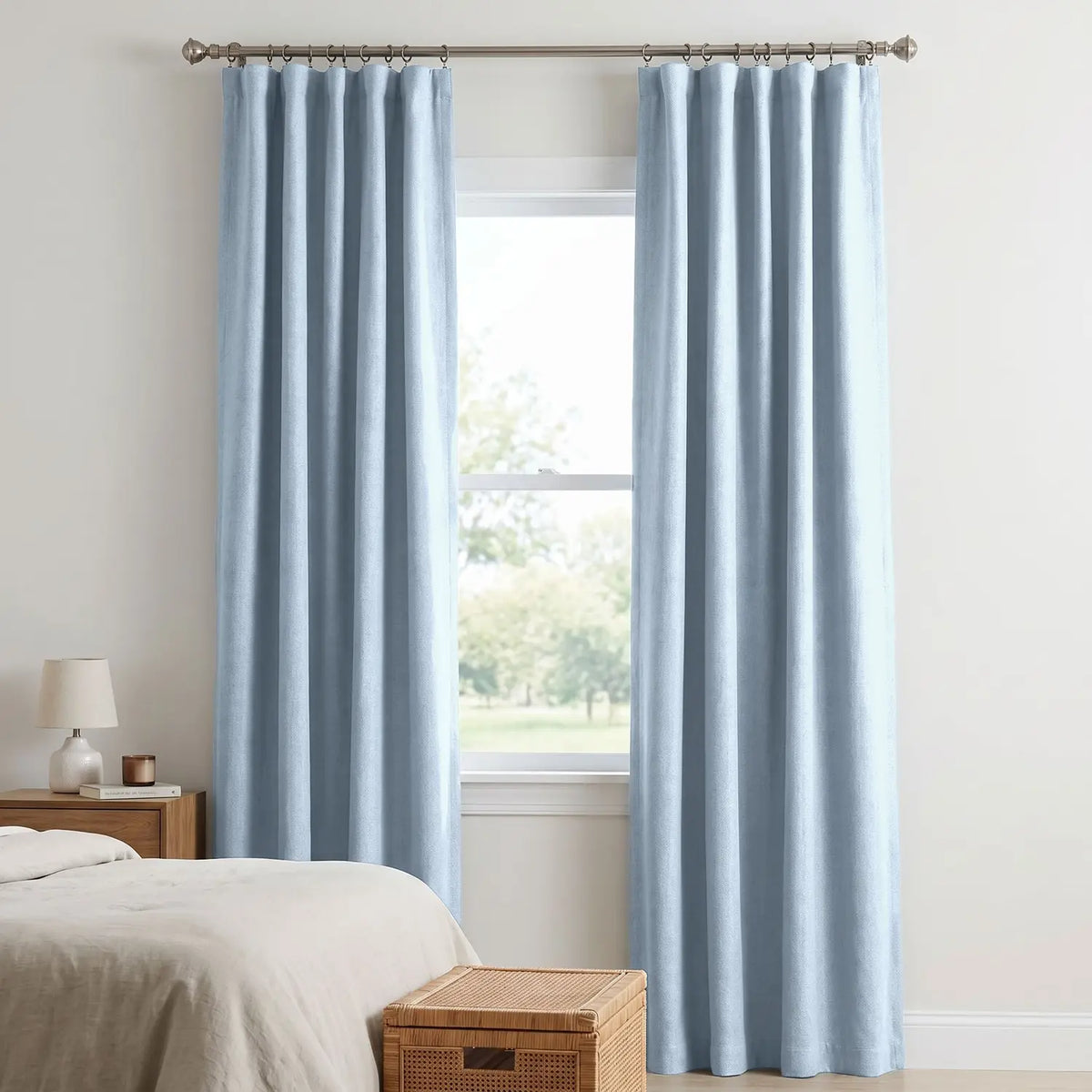 Custom Blackout Curtain - Powder Blue in room