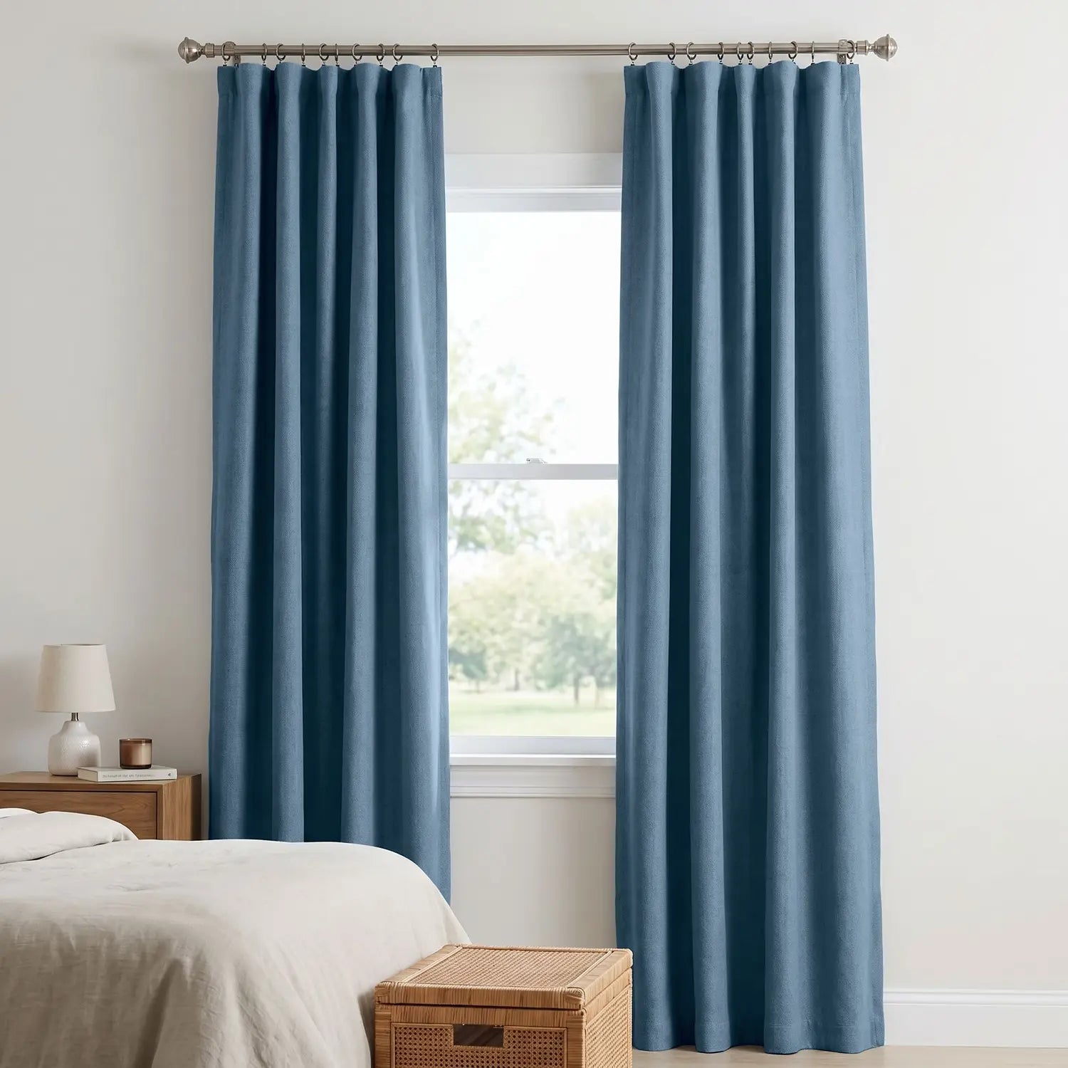 Custom Blackout Curtain - Cornflower Blue in room