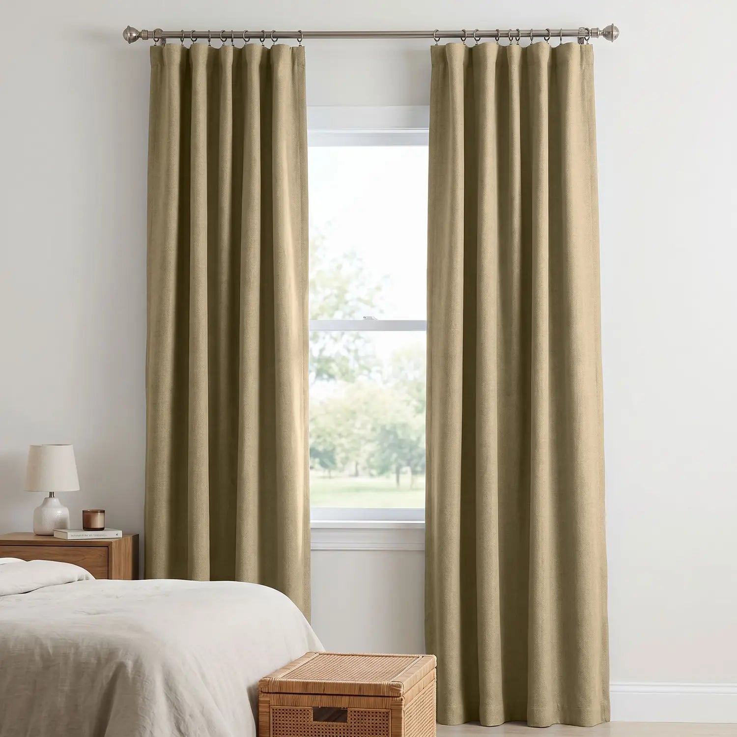 Custom Blackout Curtain - Caramel Brown in room