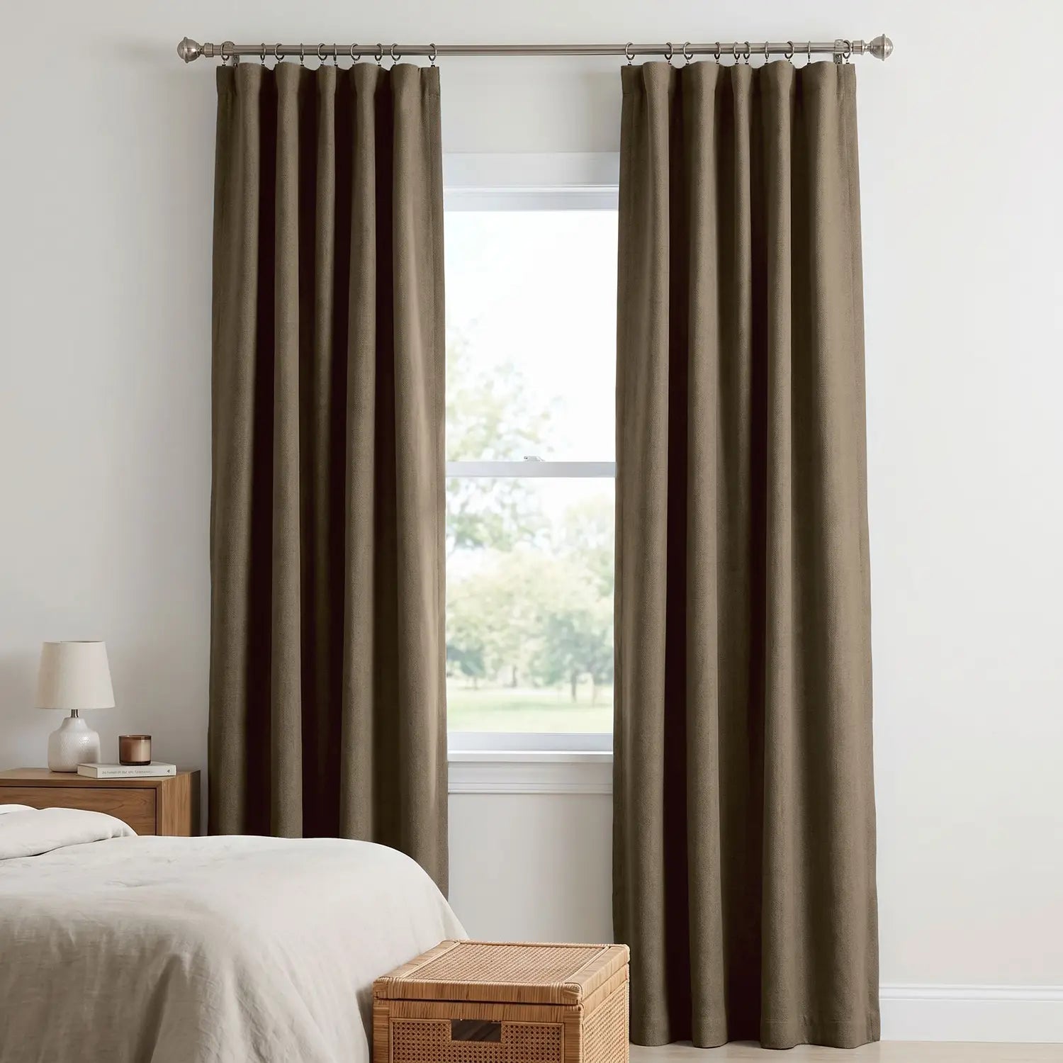 Custom Blackout Curtain - Mocha Brown in room