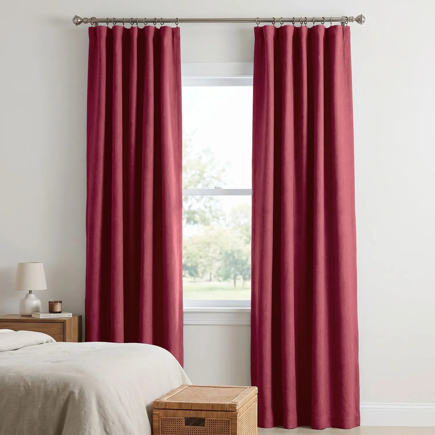Custom Blackout Curtain - Brick Red in room