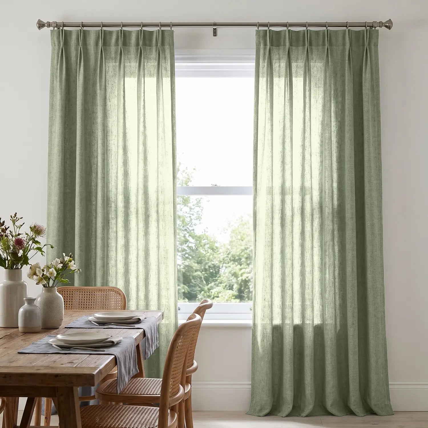 Custom Blackout Curtain - Pale Sage in room