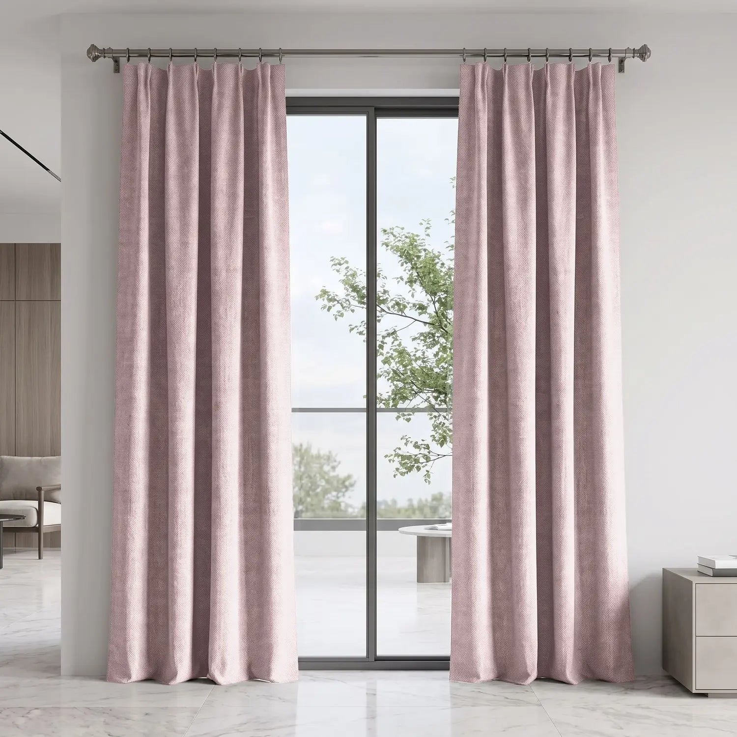 Custom Blackout Curtain - Blush Red in room