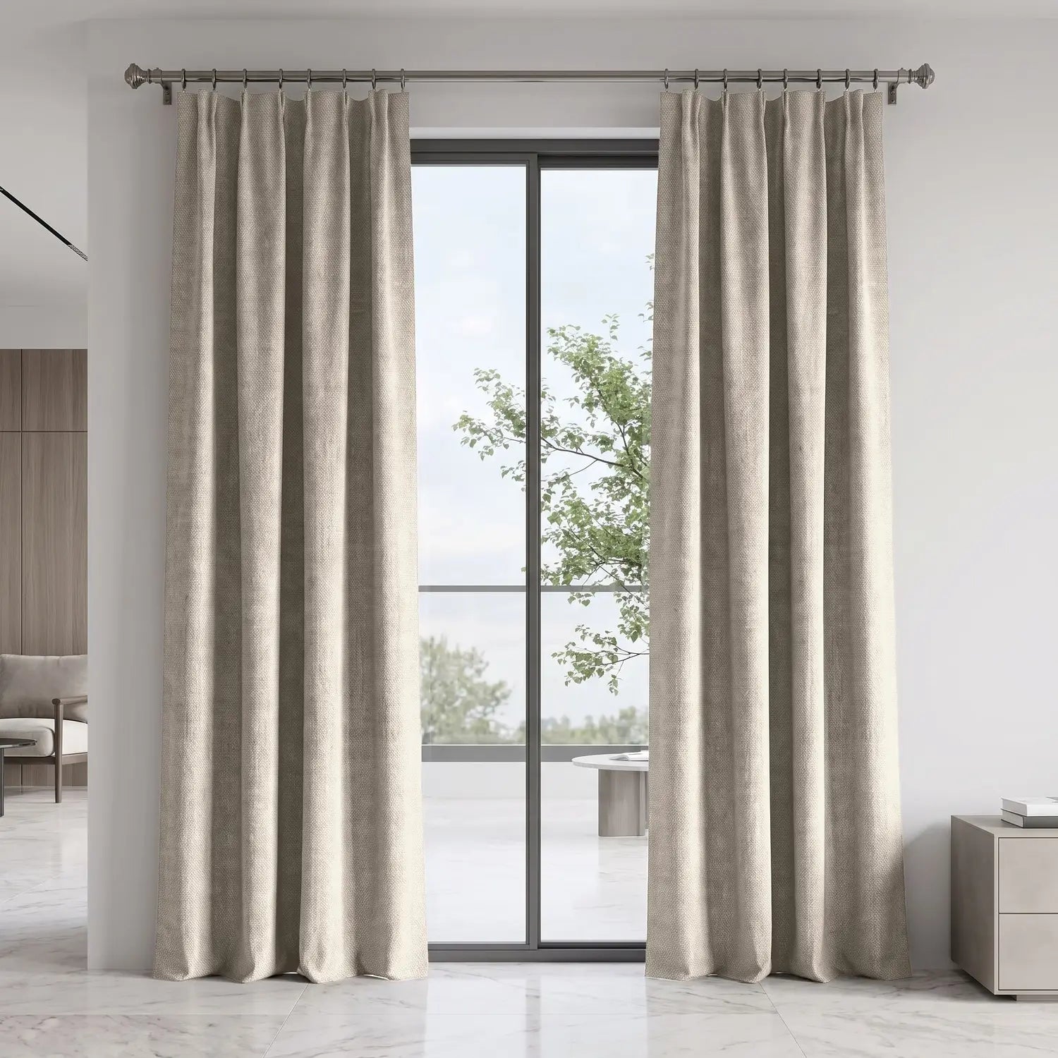 Custom Blackout Curtain - Oat Beige in room