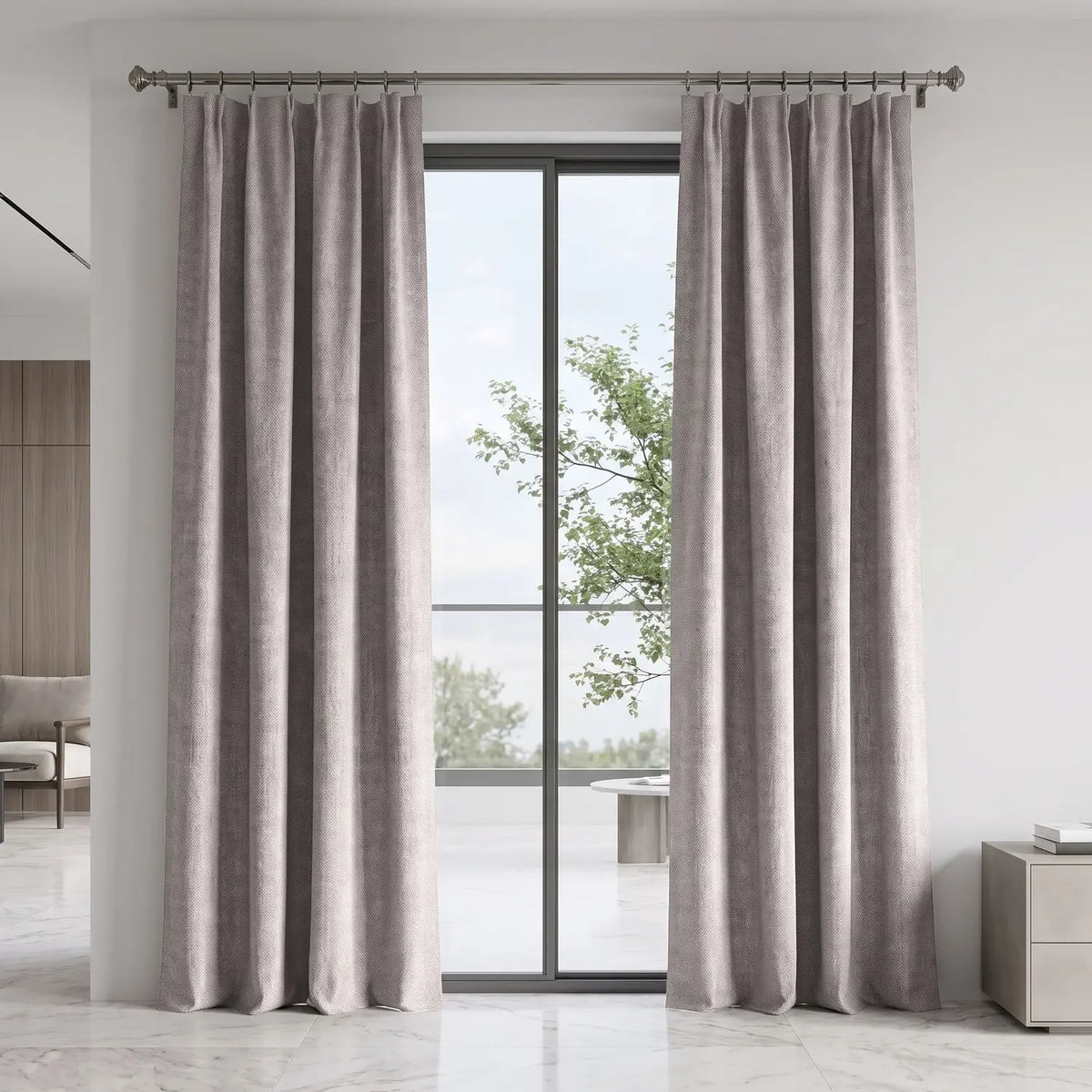 Custom Blackout Curtain - Sand Beige in room