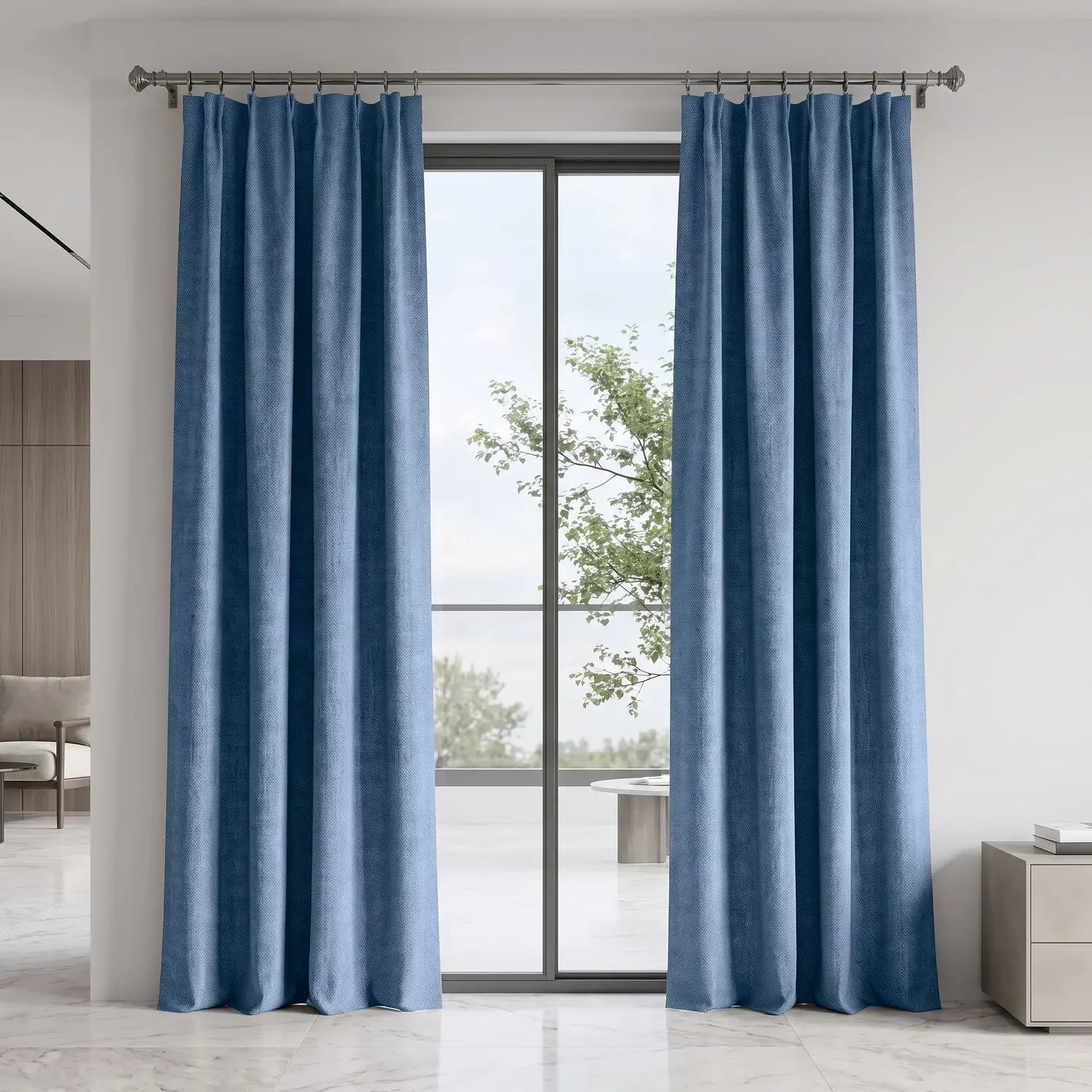 Custom Blackout Curtain - Sky Blue in room