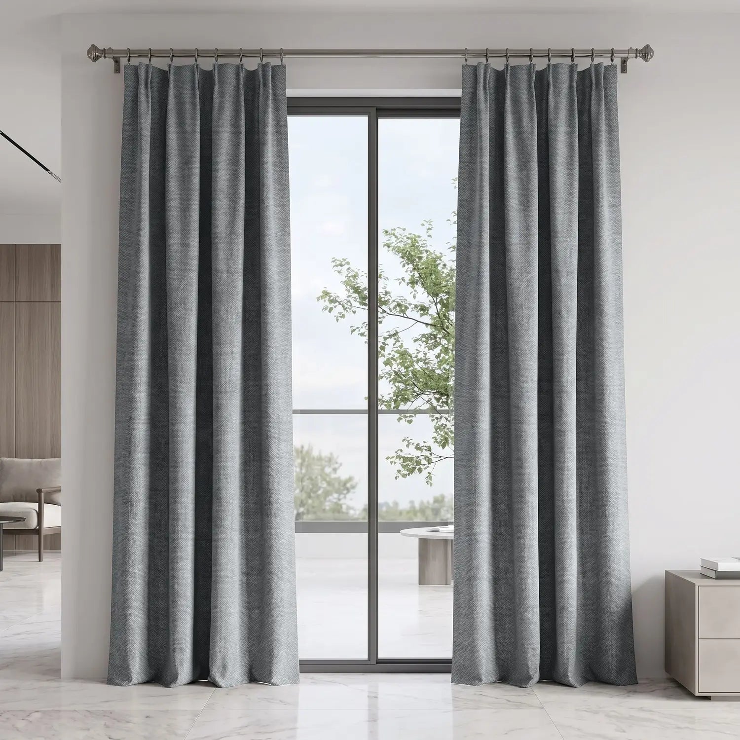 Custom Blackout Curtain - Ash Grey in room