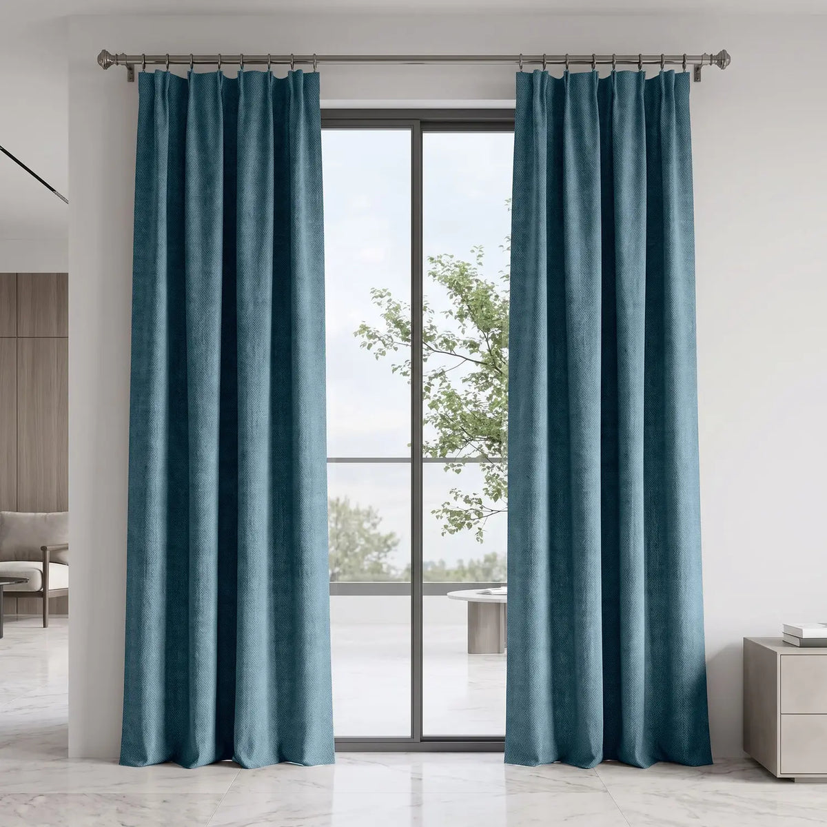 Custom Blackout Curtain - Pine Teal in room