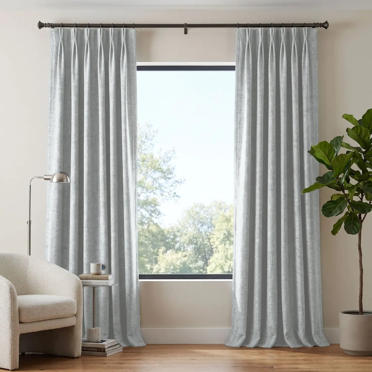 Custom Blackout Curtain - Oat Beige in room