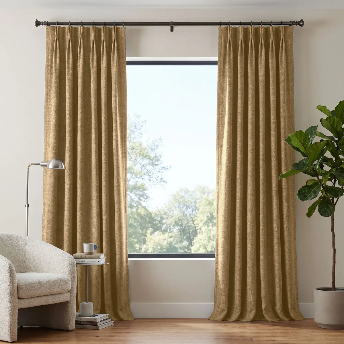 Custom Blackout Curtain - Caramel Brown in room