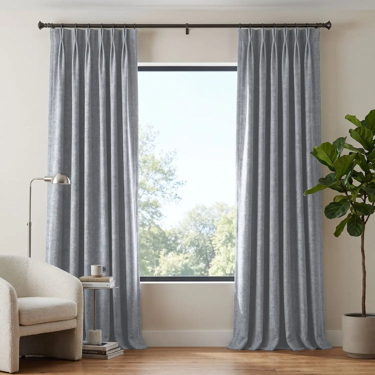 Custom Blackout Curtain - Mist Grey in room