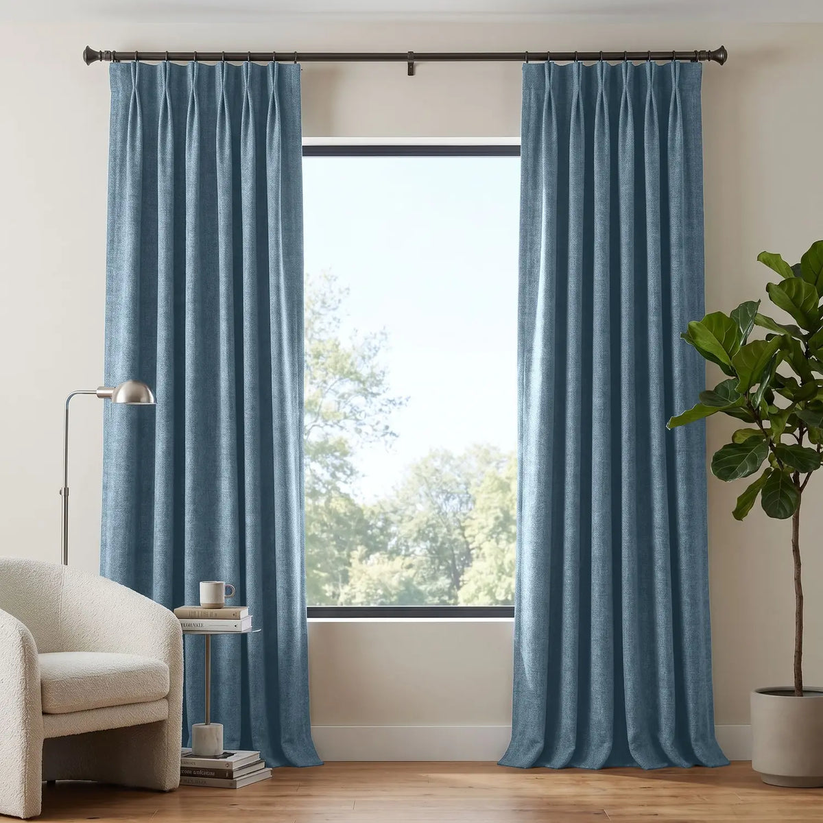 Custom Blackout Curtain - Sky Blue in room