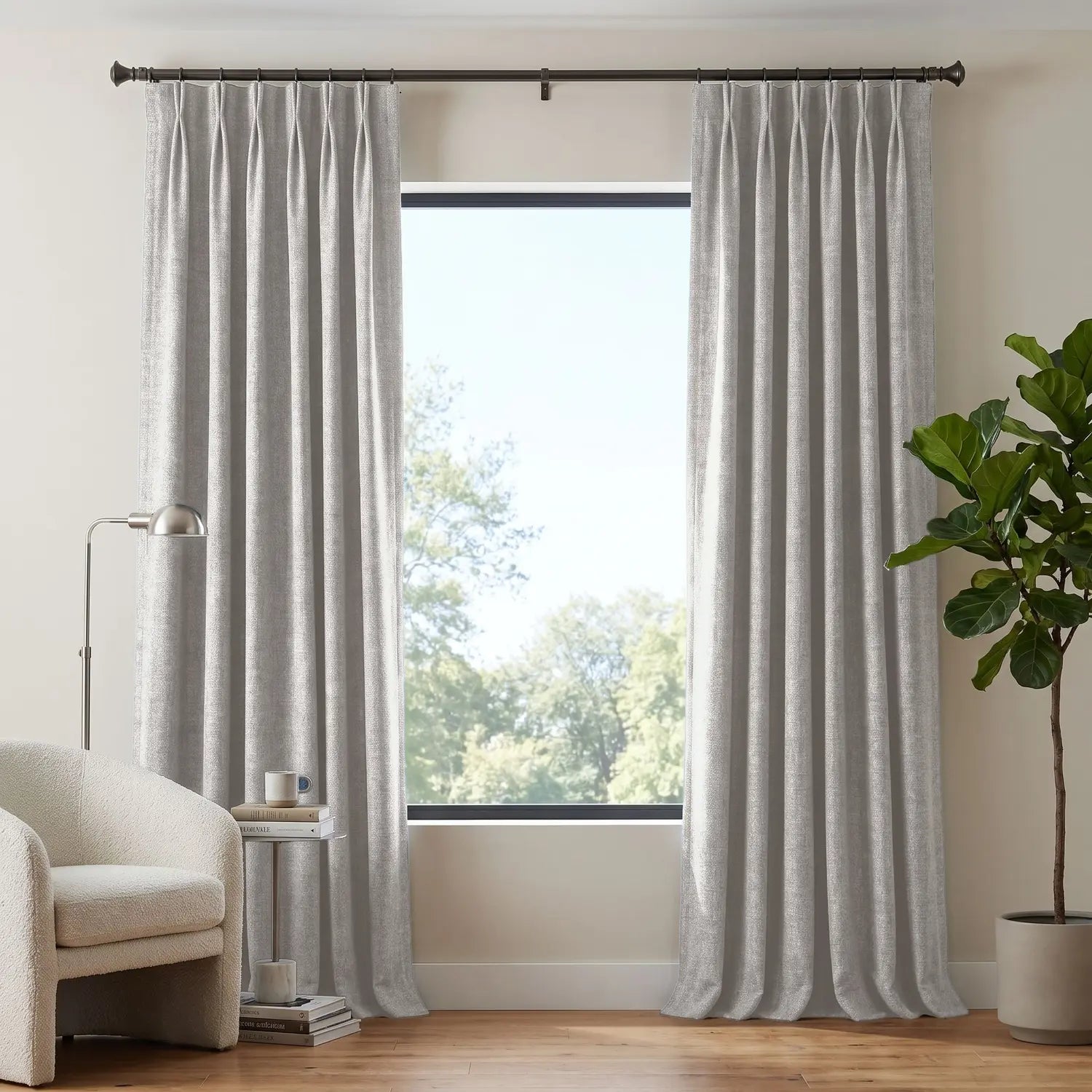 Custom Blackout Curtain - Greige in room