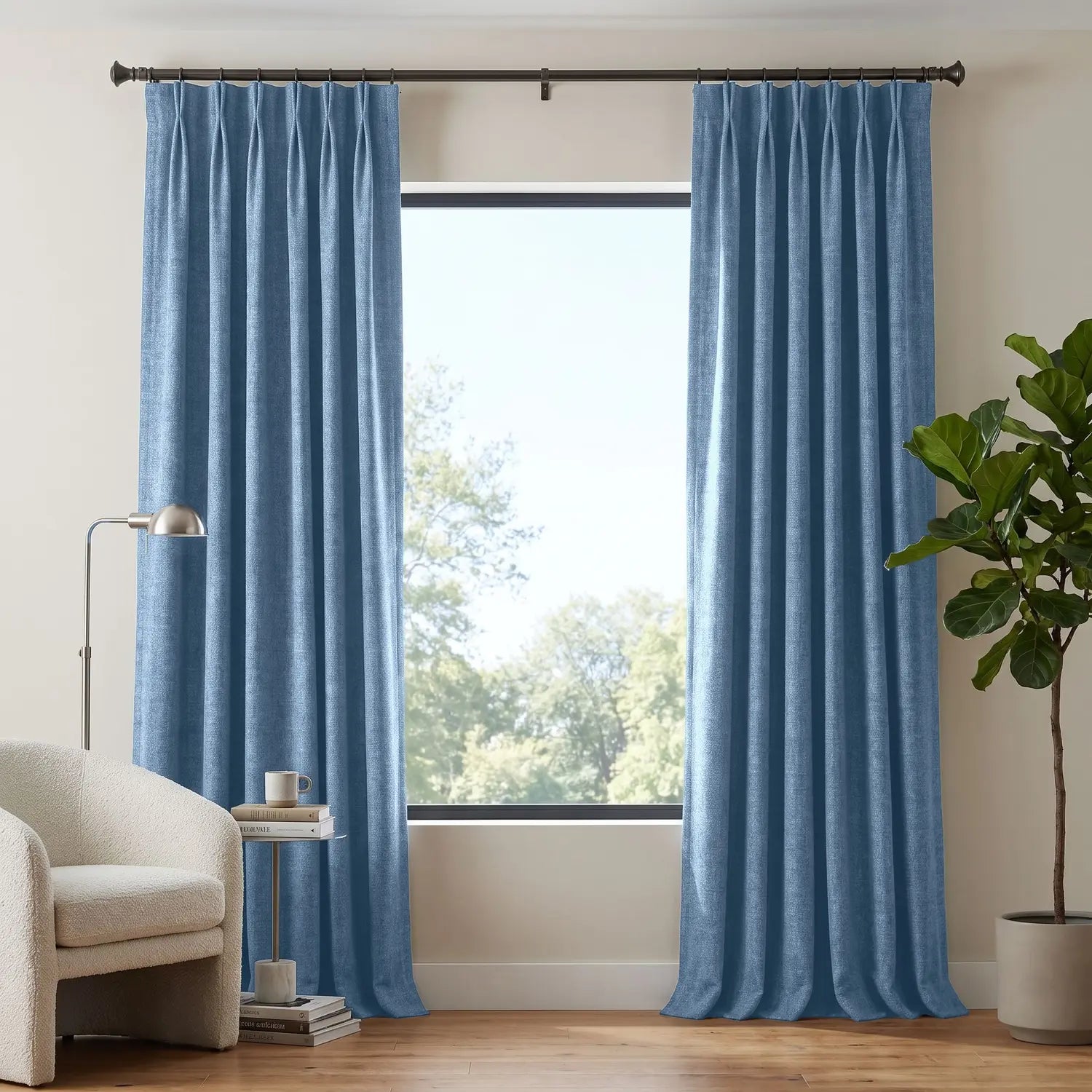 Custom Blackout Curtain - Powder Blue in room