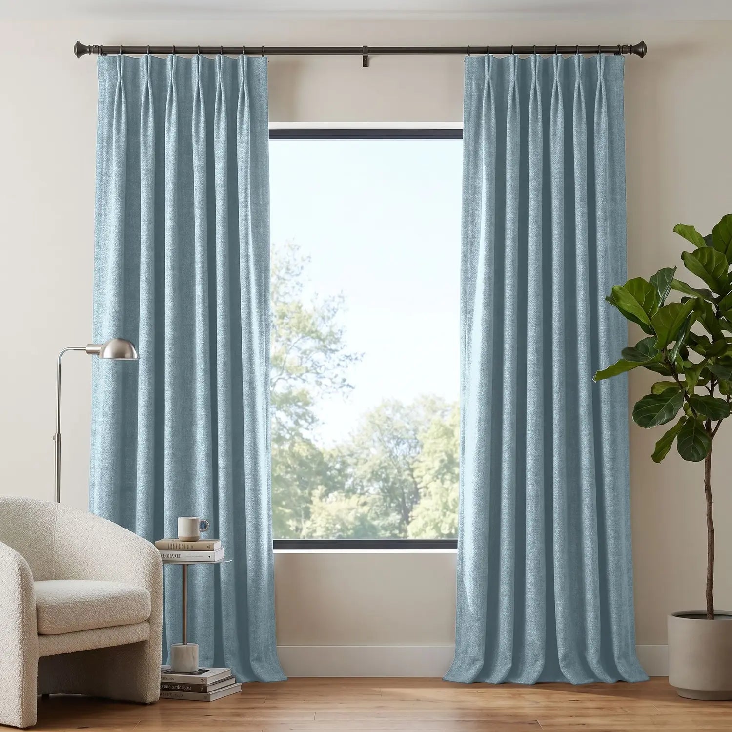 Custom Blackout Curtain - Aqua Mist in room