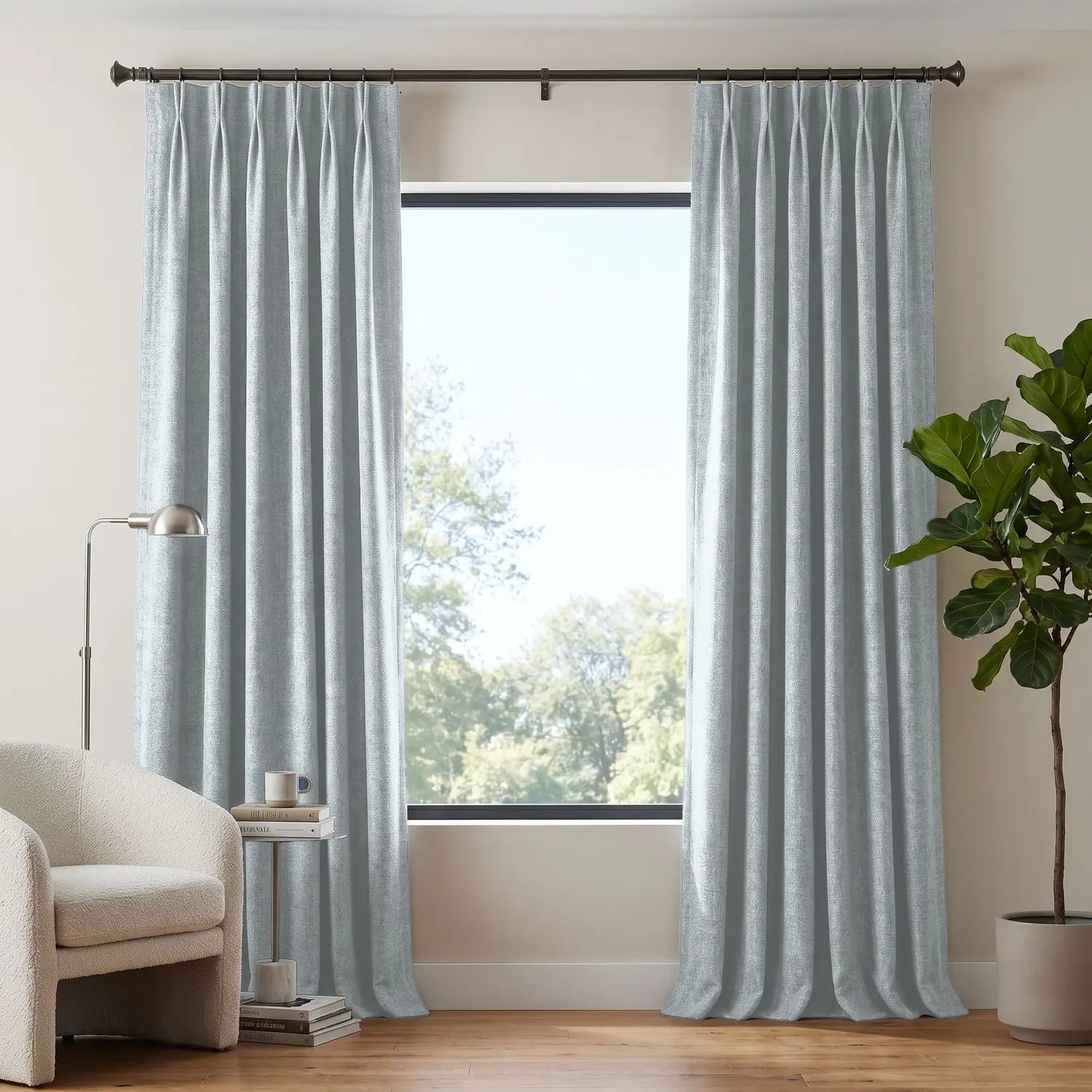 Custom Blackout Curtain - Pearl Grey in room