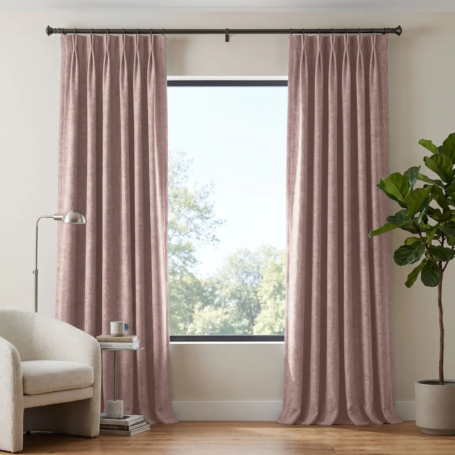Custom Blackout Curtain - Blush Red in room