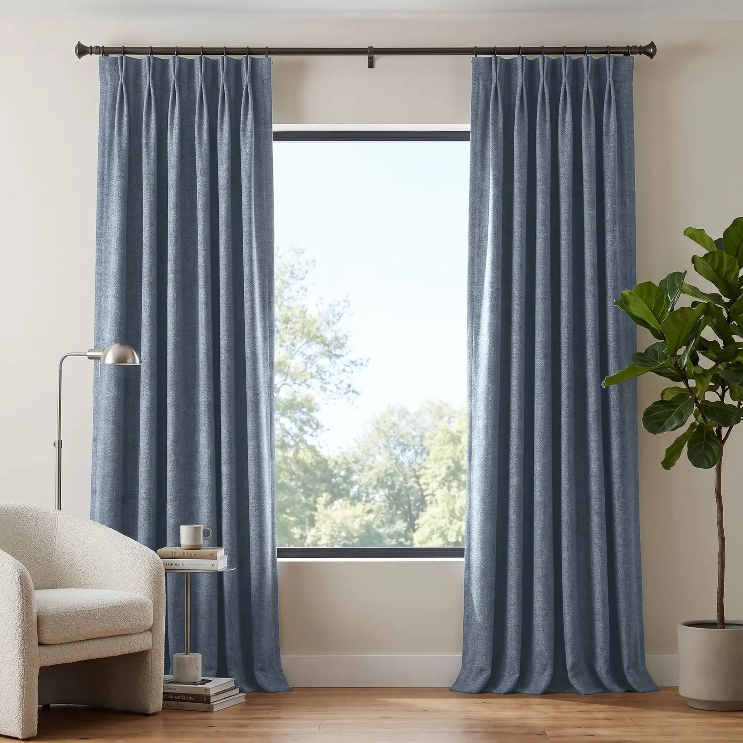 Custom Blackout Curtain - Stone Grey in room