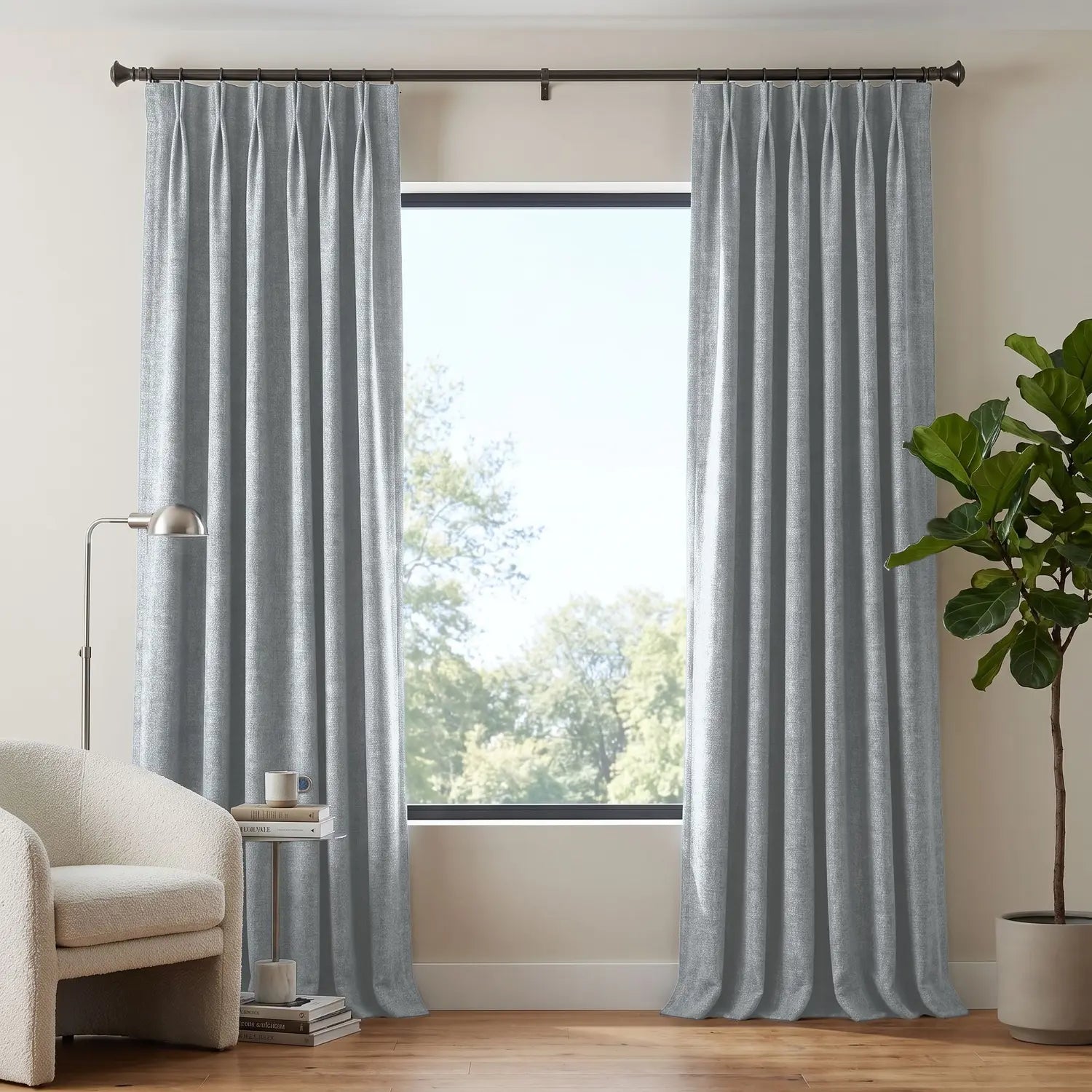 Custom Blackout Curtain - Warm Taupe in room