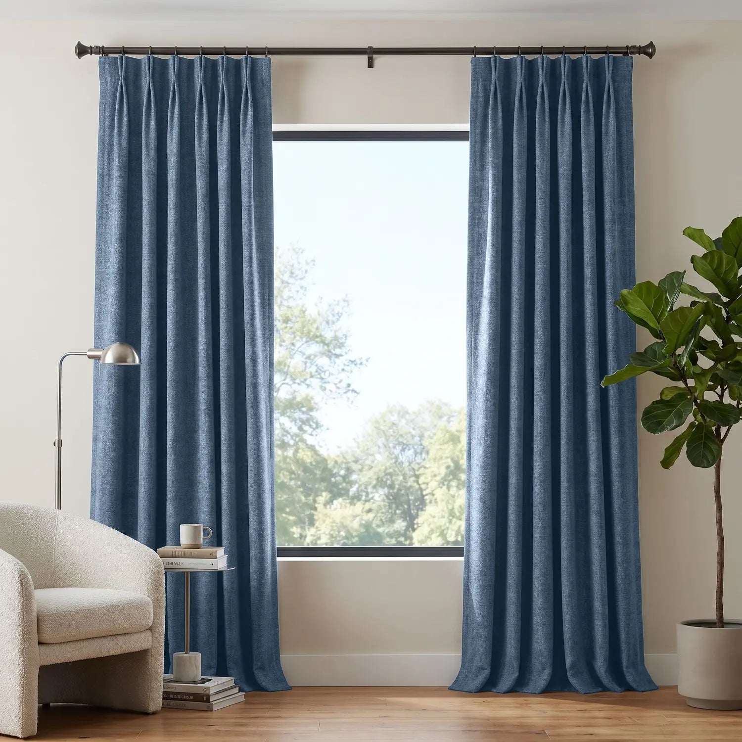 Custom Blackout Curtain - Dusty Blue in room