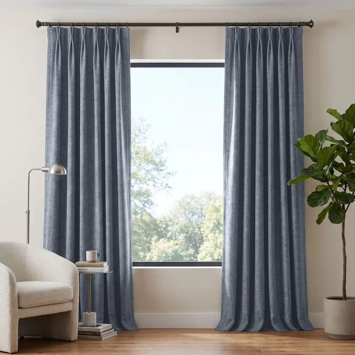Custom Blackout Curtain - Pewter Grey in room
