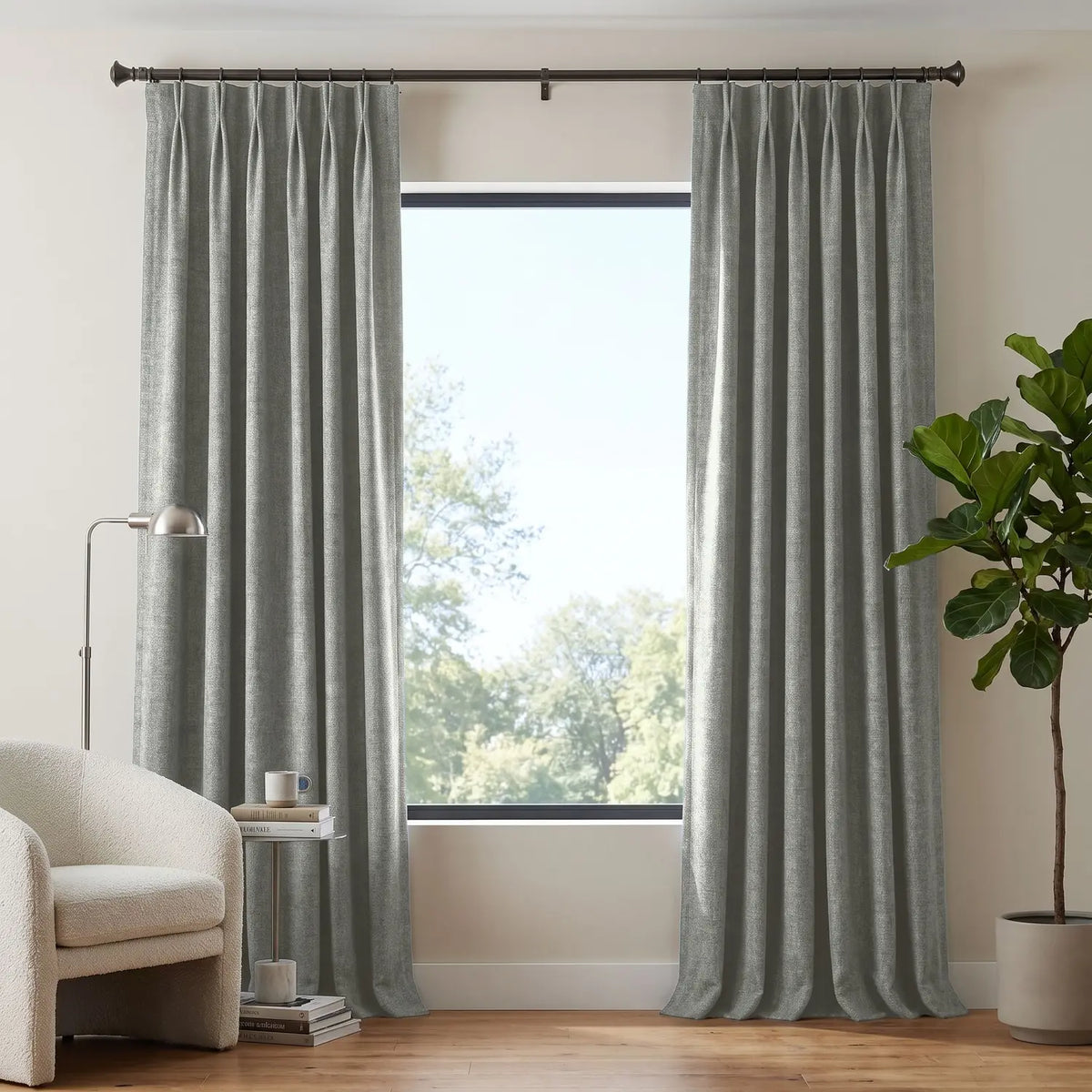 Custom Blackout Curtain - Khaki Stone in room
