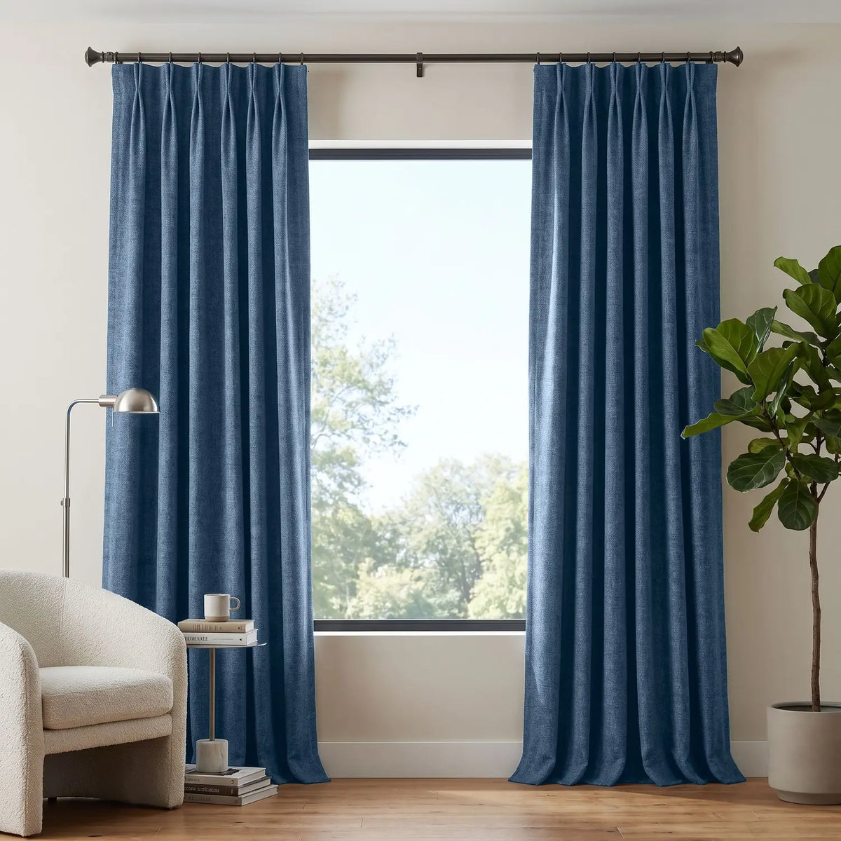 Custom Blackout Curtain - Denim Blue in room