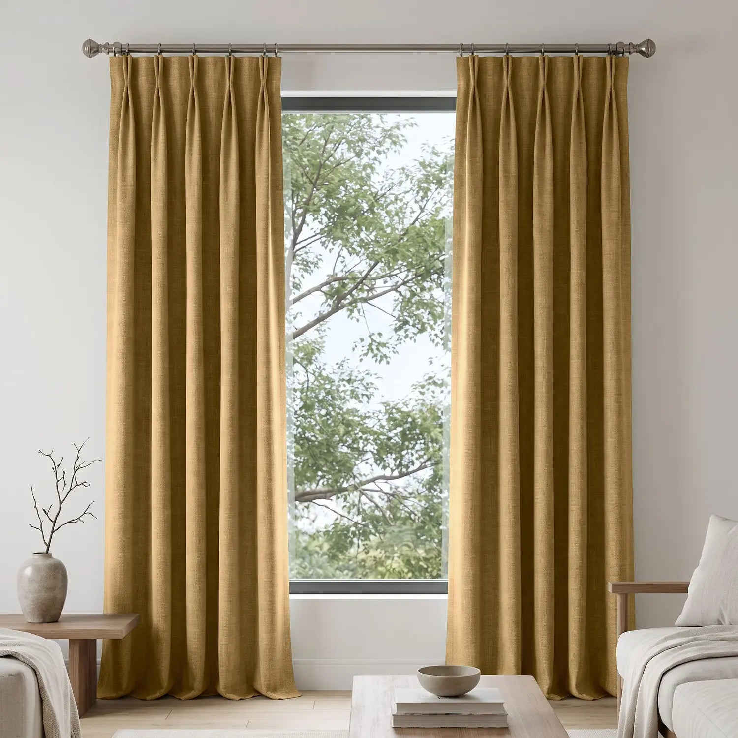 Custom Blackout Curtain - Caramel Brown in room
