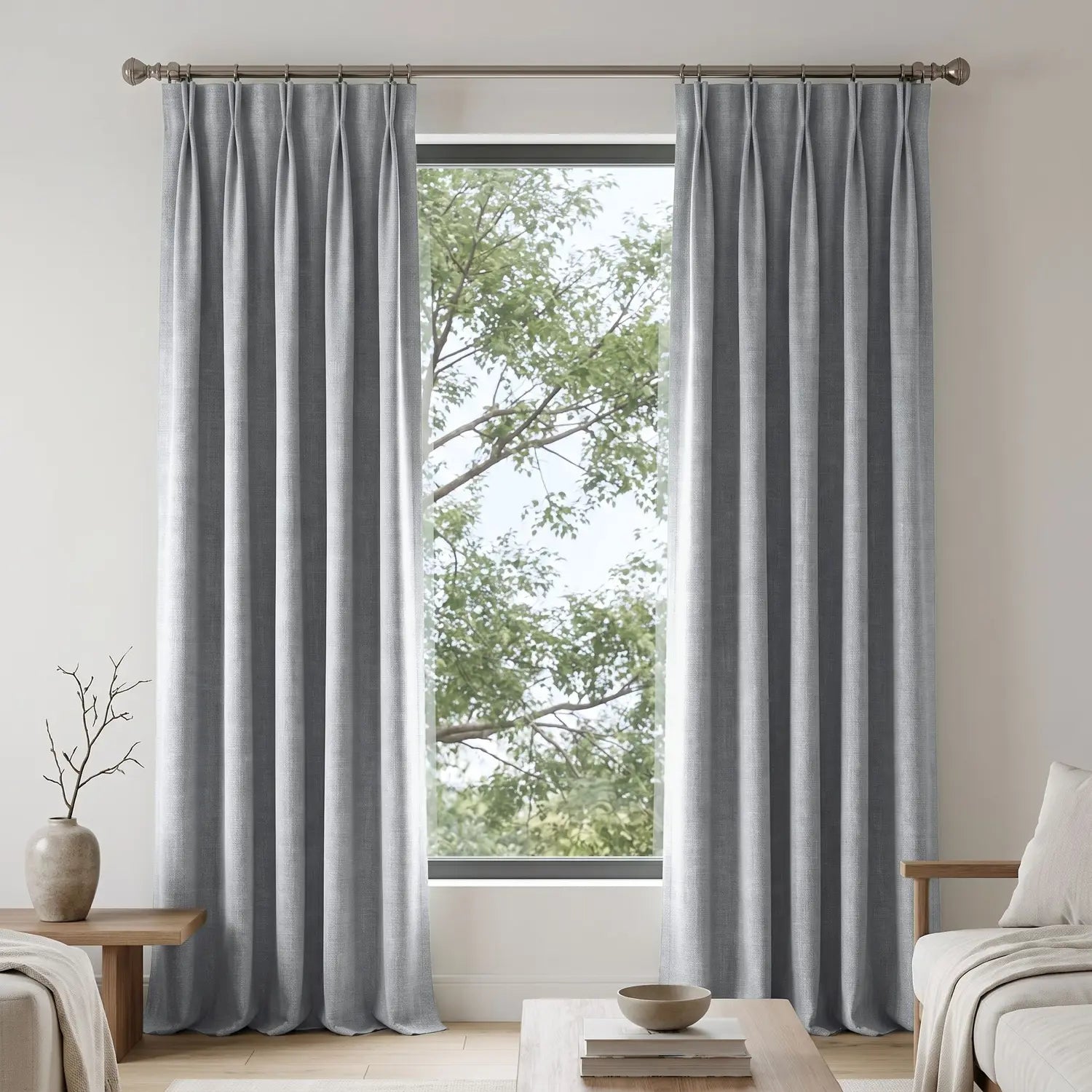 Custom Blackout Curtain - Pearl Grey in room