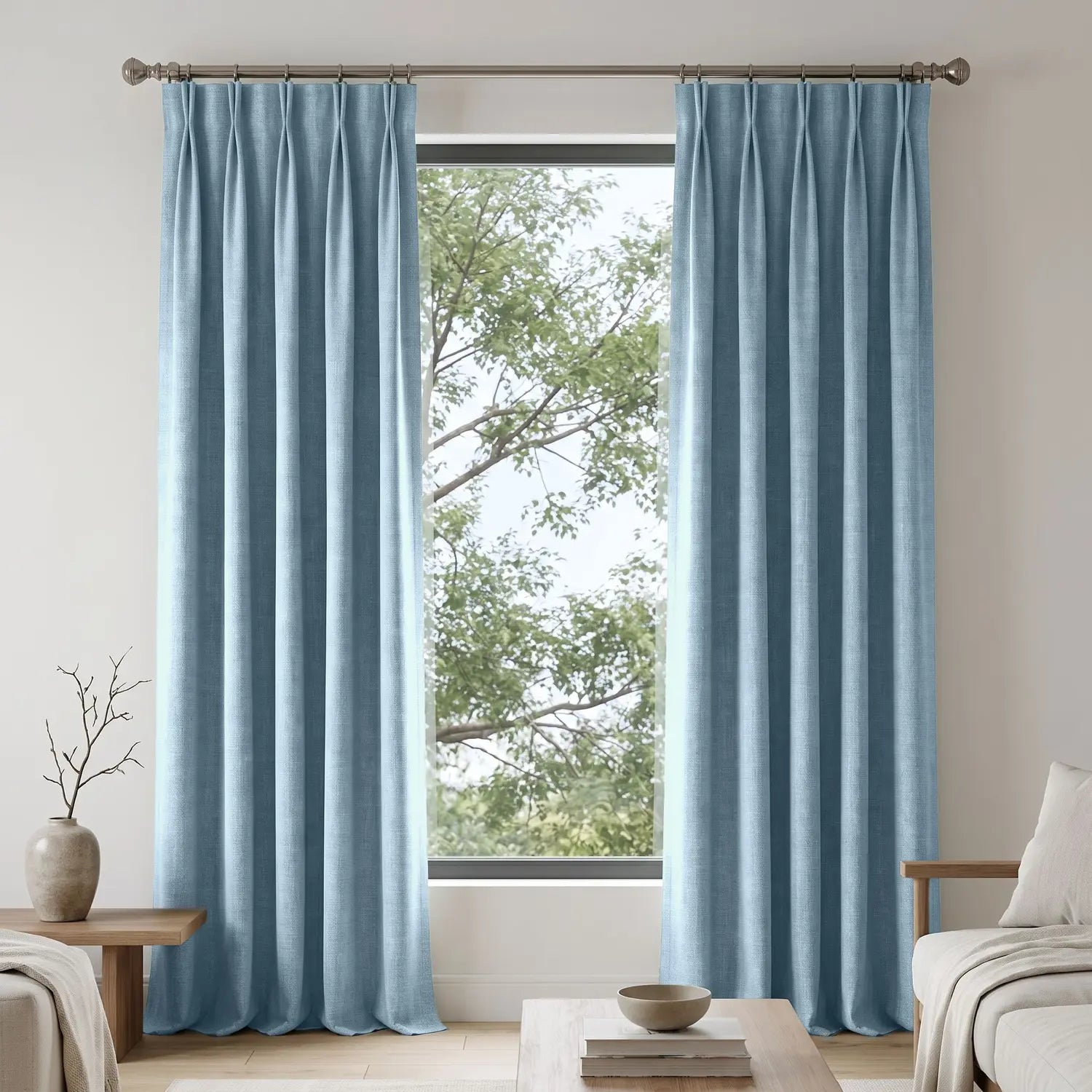 Custom Blackout Curtain - Powder Blue in room