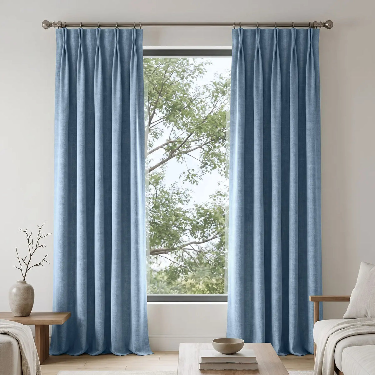 Custom Blackout Curtain - Sky Blue in room