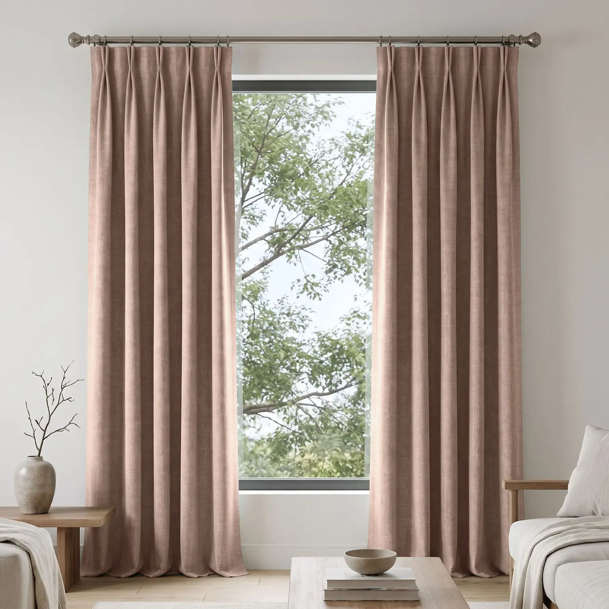 Custom Blackout Curtain - Blush Red in room