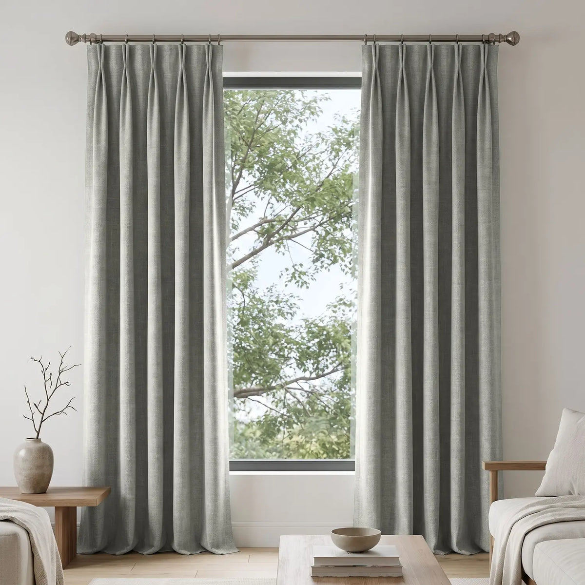 Custom Blackout Curtain - Warm Taupe in room