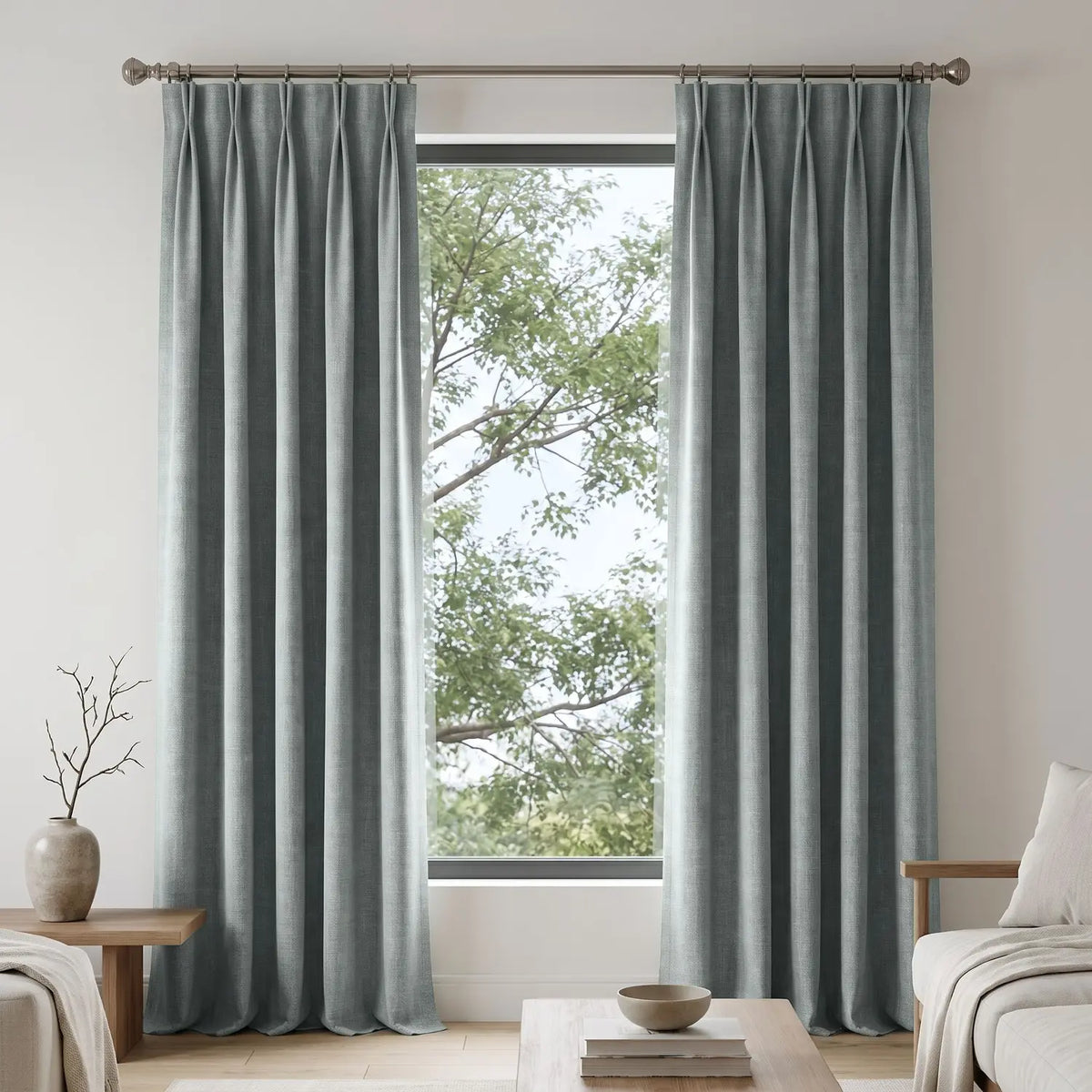 Custom Blackout Curtain - Silver Grey in room