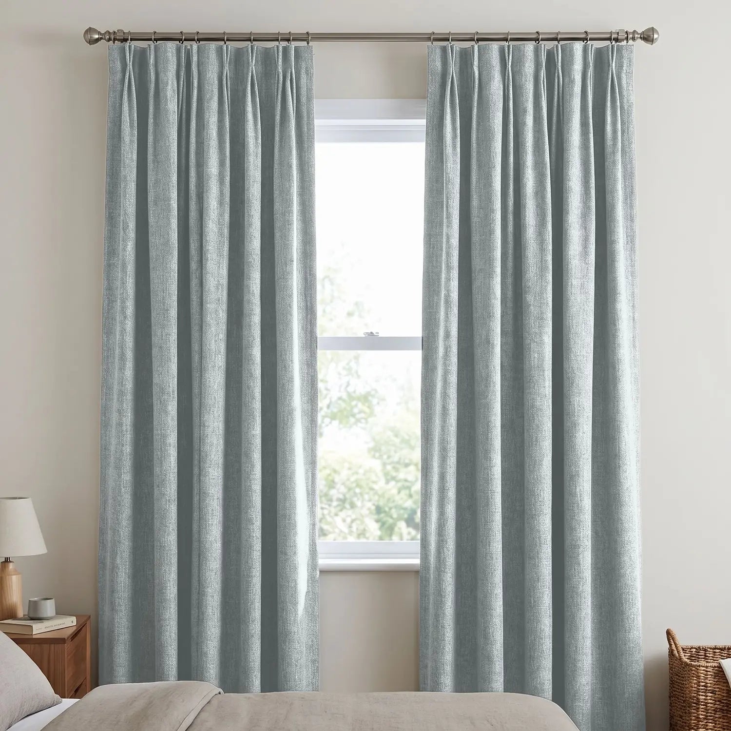 Custom Blackout Curtain - Mist Grey in room