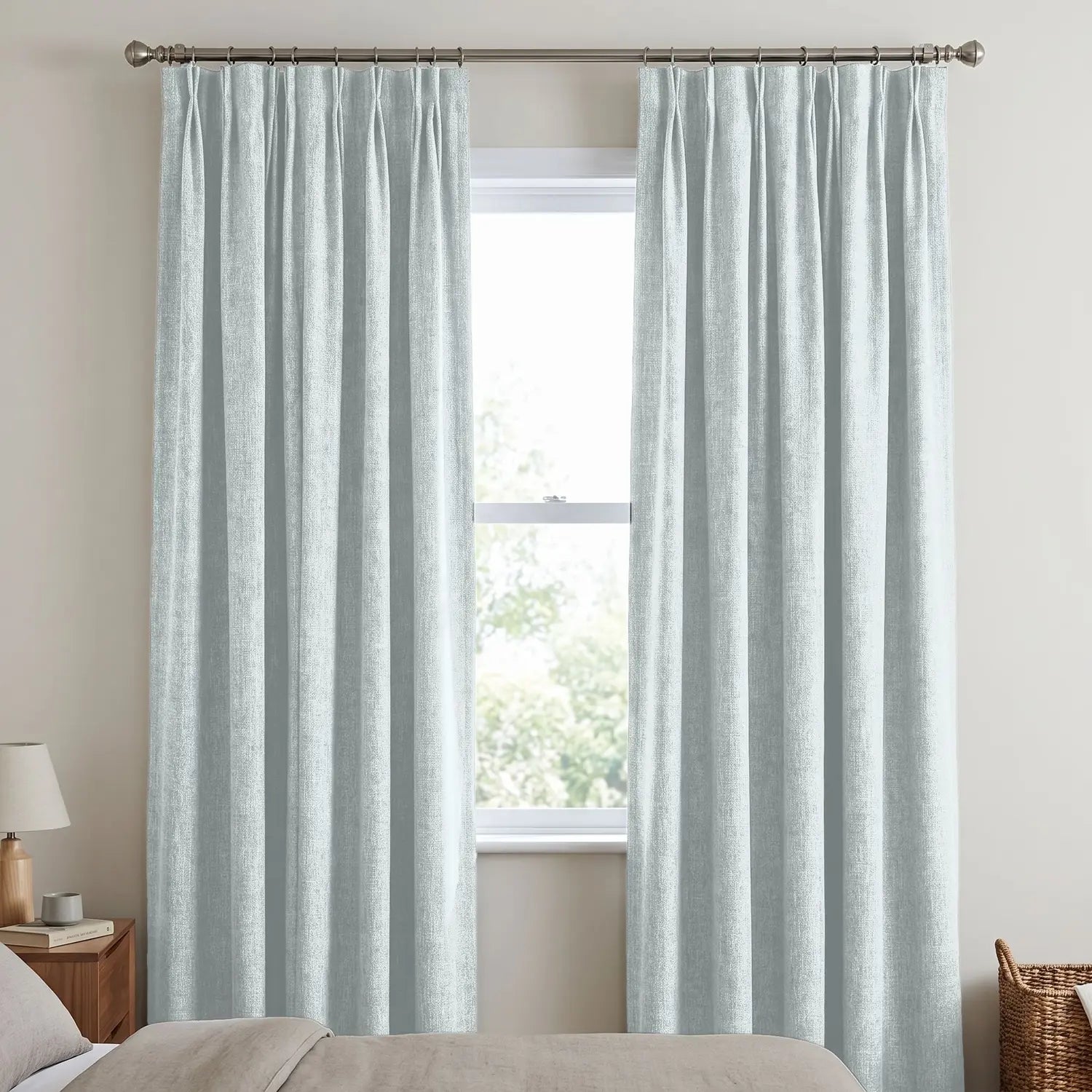 Custom Blackout Curtain - Pearl Grey in room