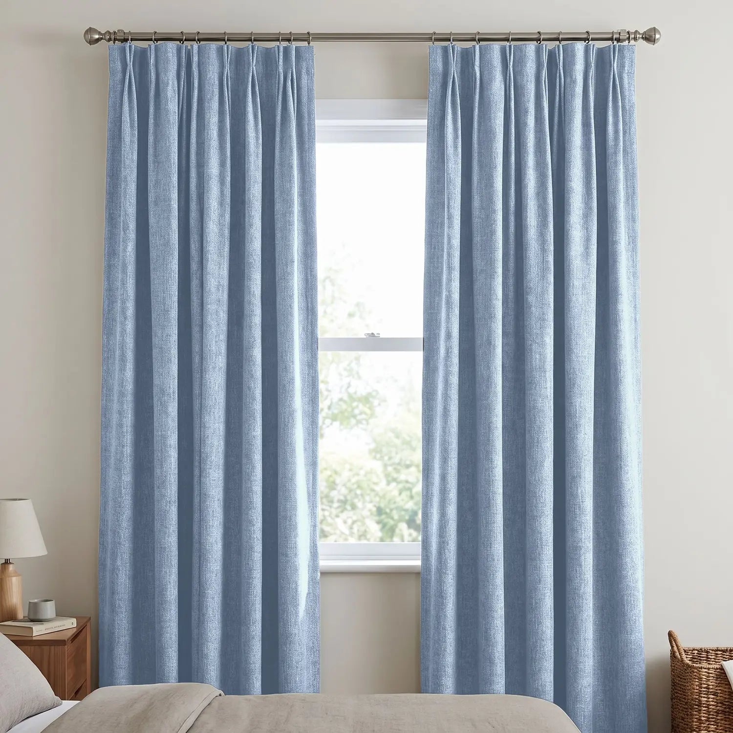 Custom Blackout Curtain - Powder Blue in room