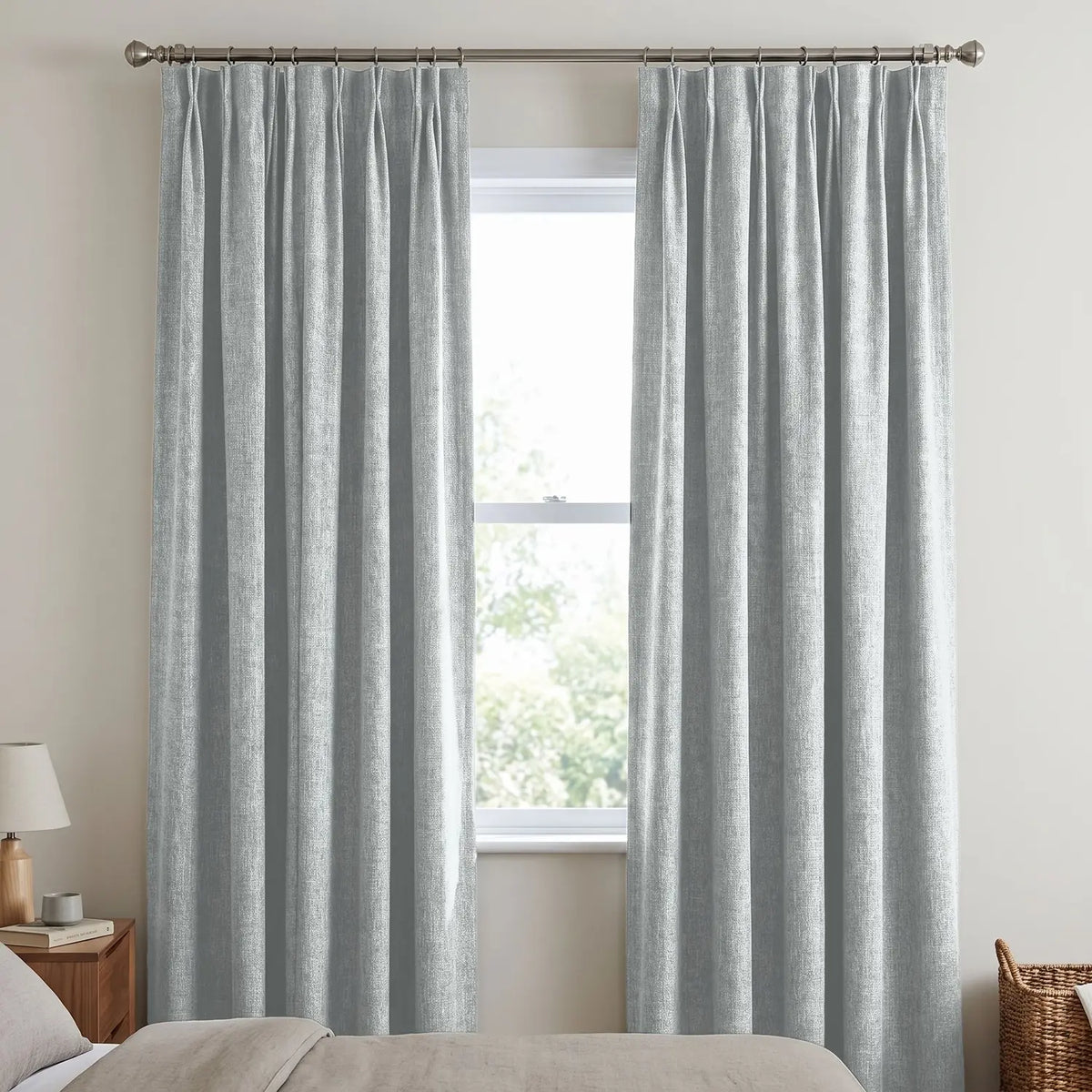 Custom Blackout Curtain - Silver Grey in room