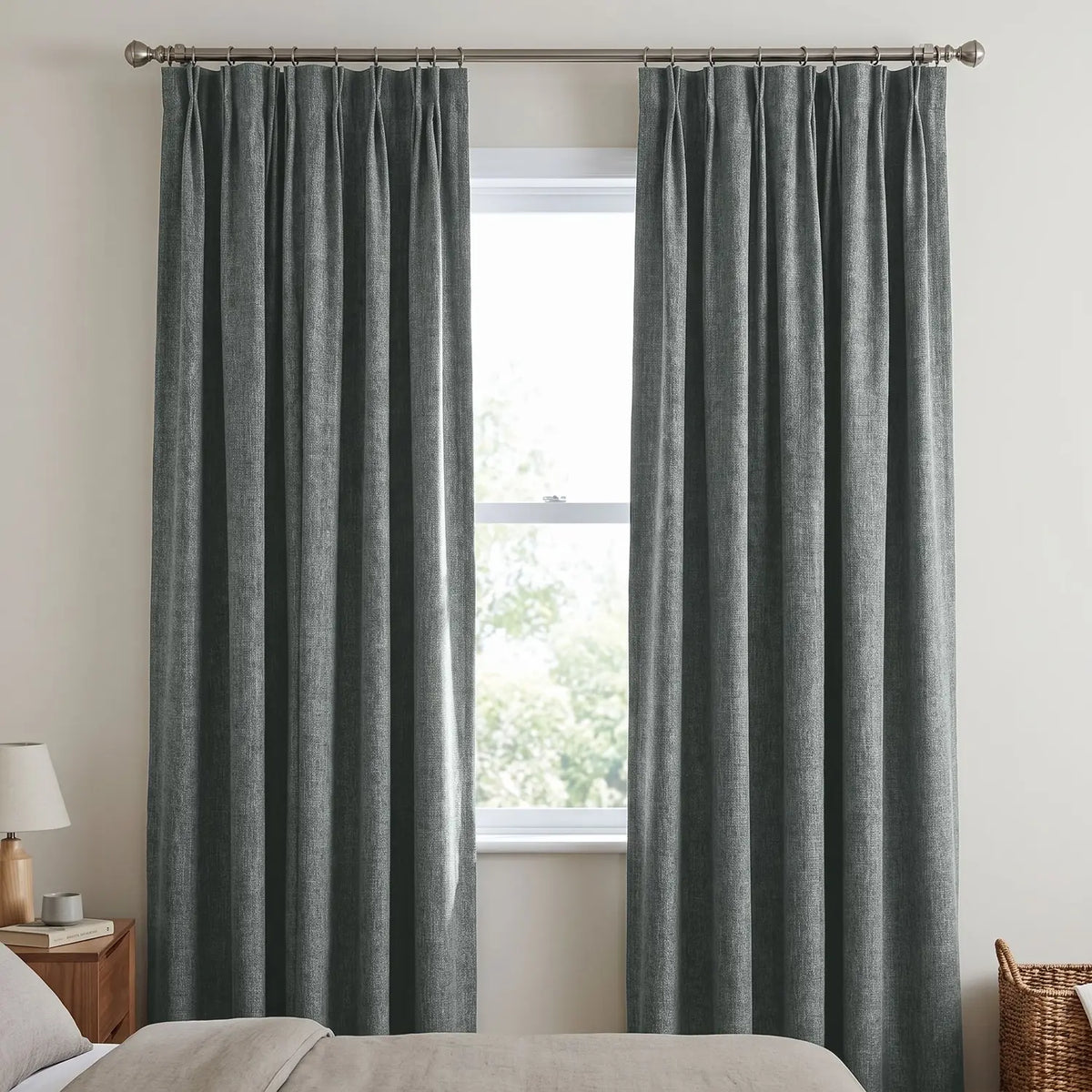Custom Blackout Curtain - Stone Grey in room