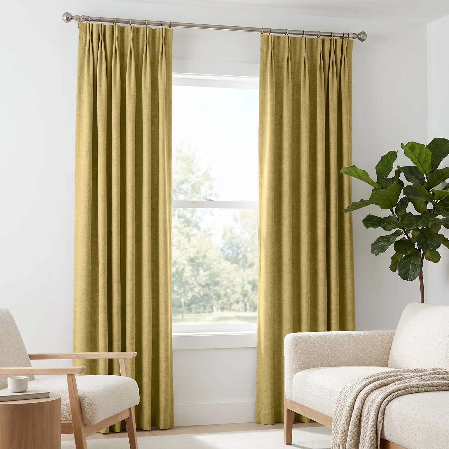 Custom Blackout Curtain - Caramel Brown in room