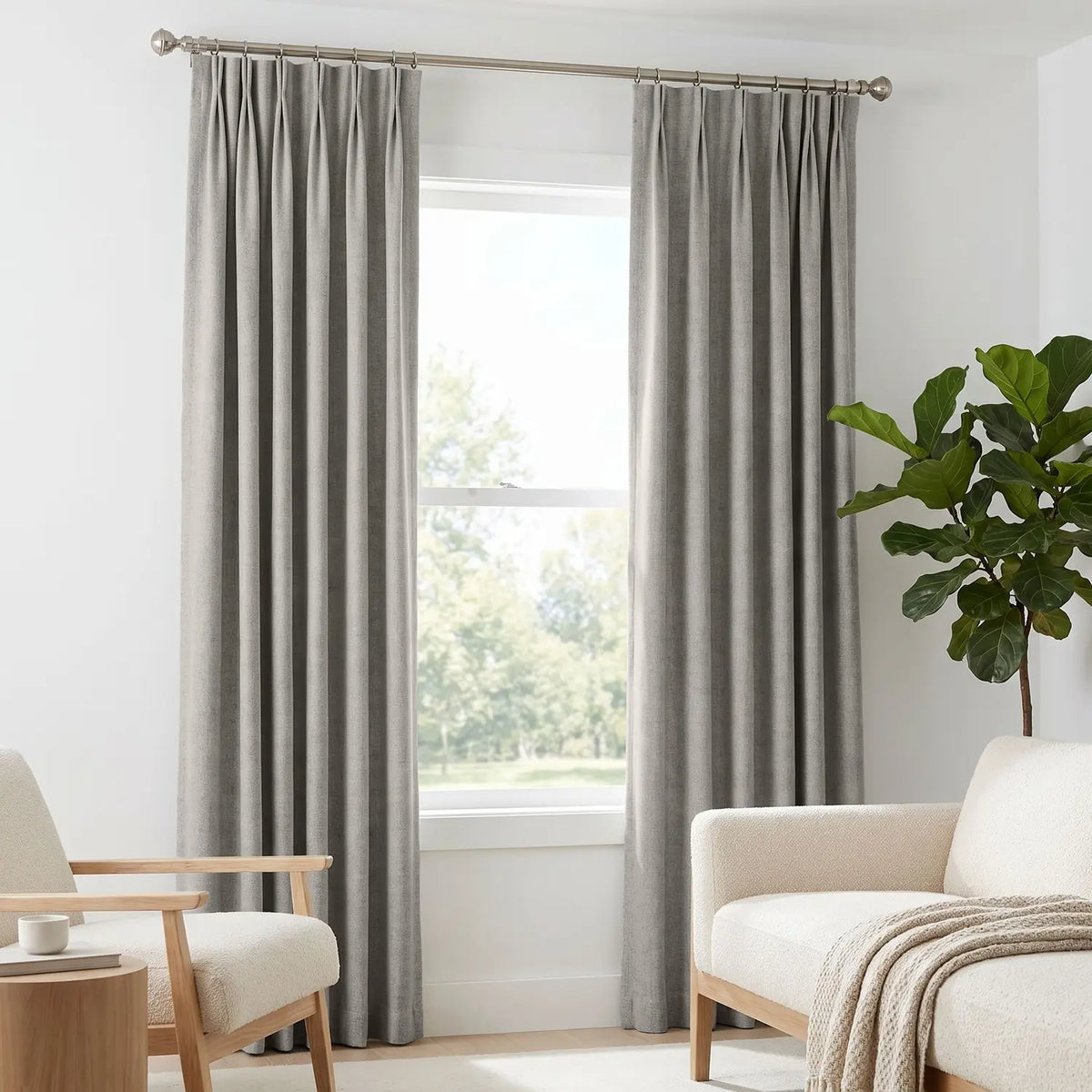 Custom Blackout Curtain - Greige in room