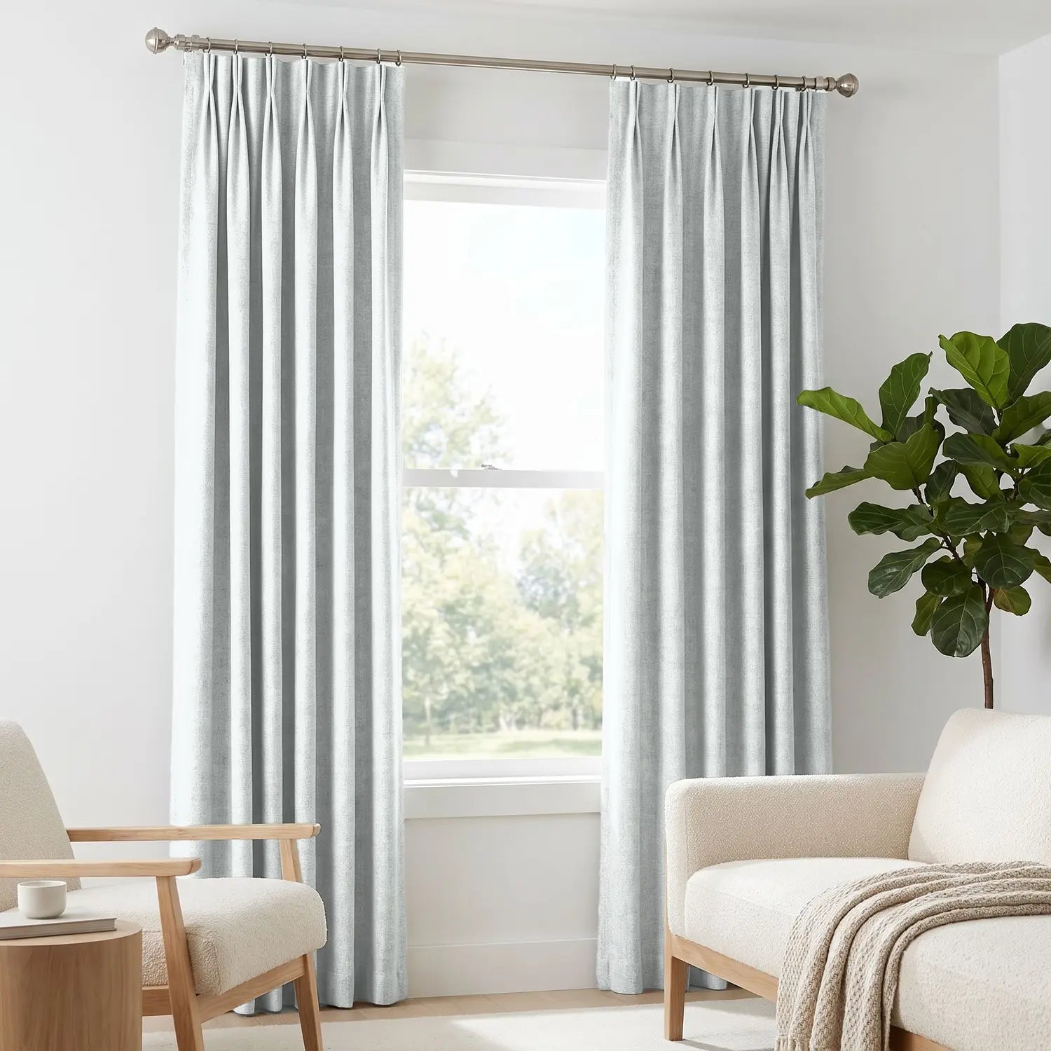 Custom Blackout Curtain - Pearl Grey in room