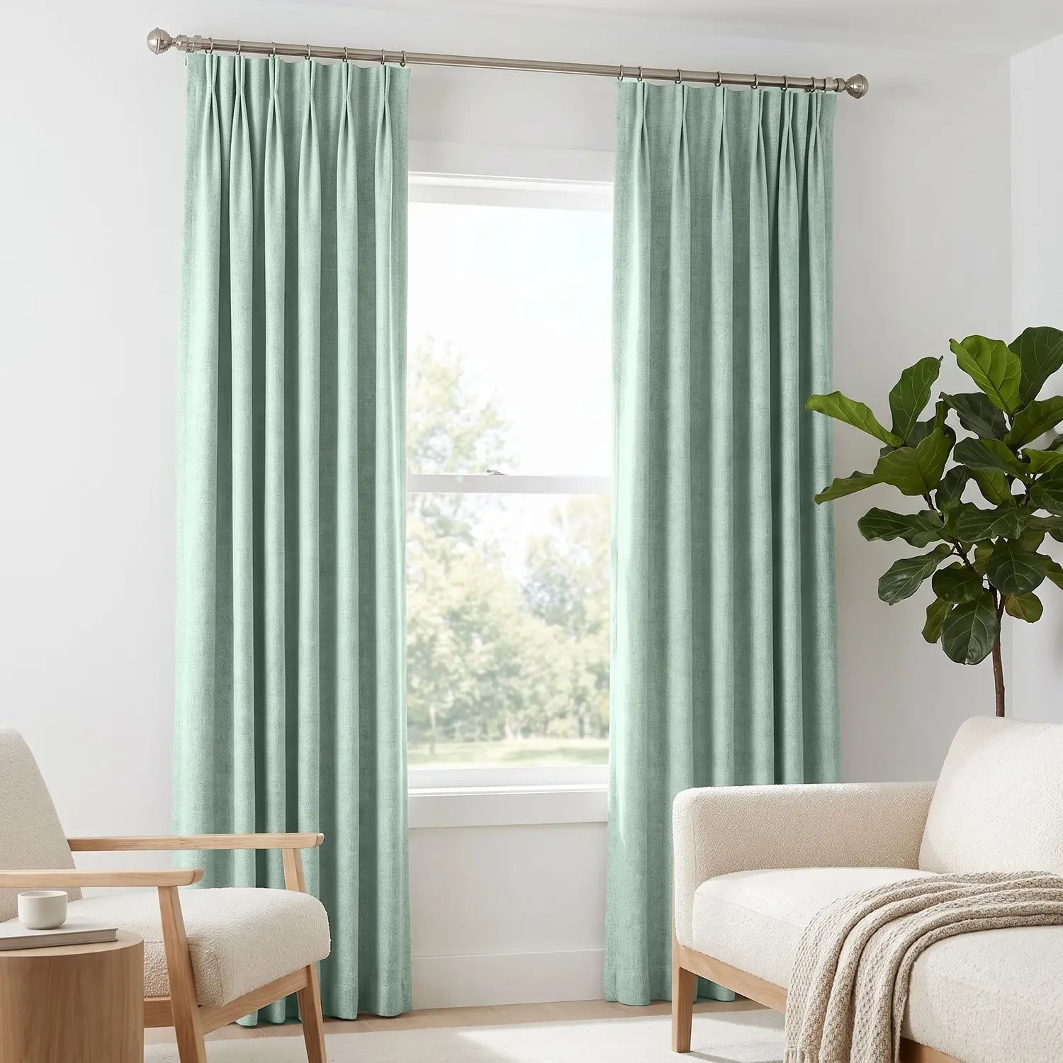 Custom Blackout Curtain - Silver Grey in room