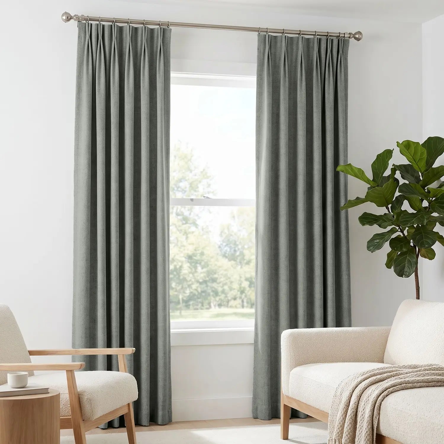 Custom Blackout Curtain - Warm Taupe in room