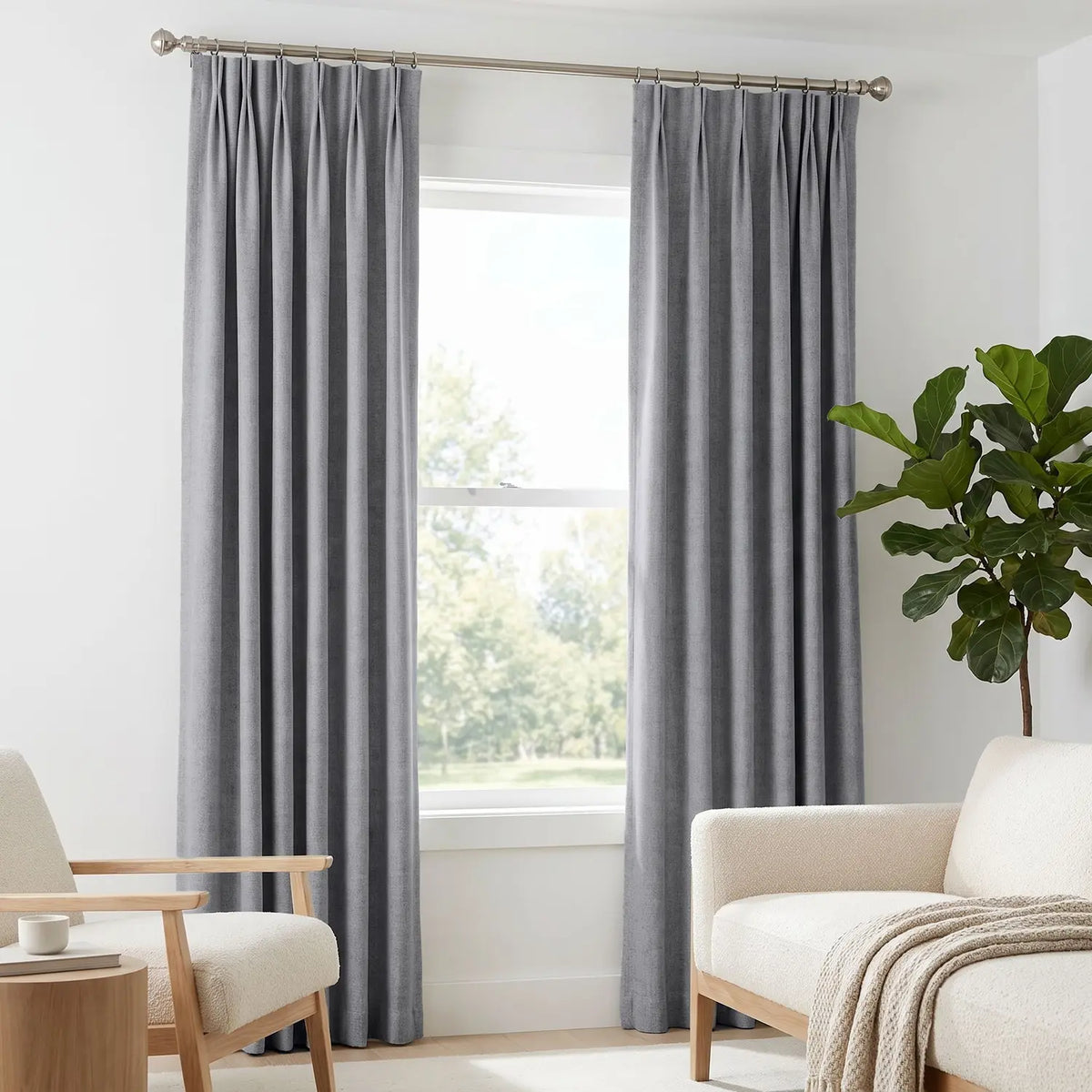 Custom Blackout Curtain - Slate Grey in room